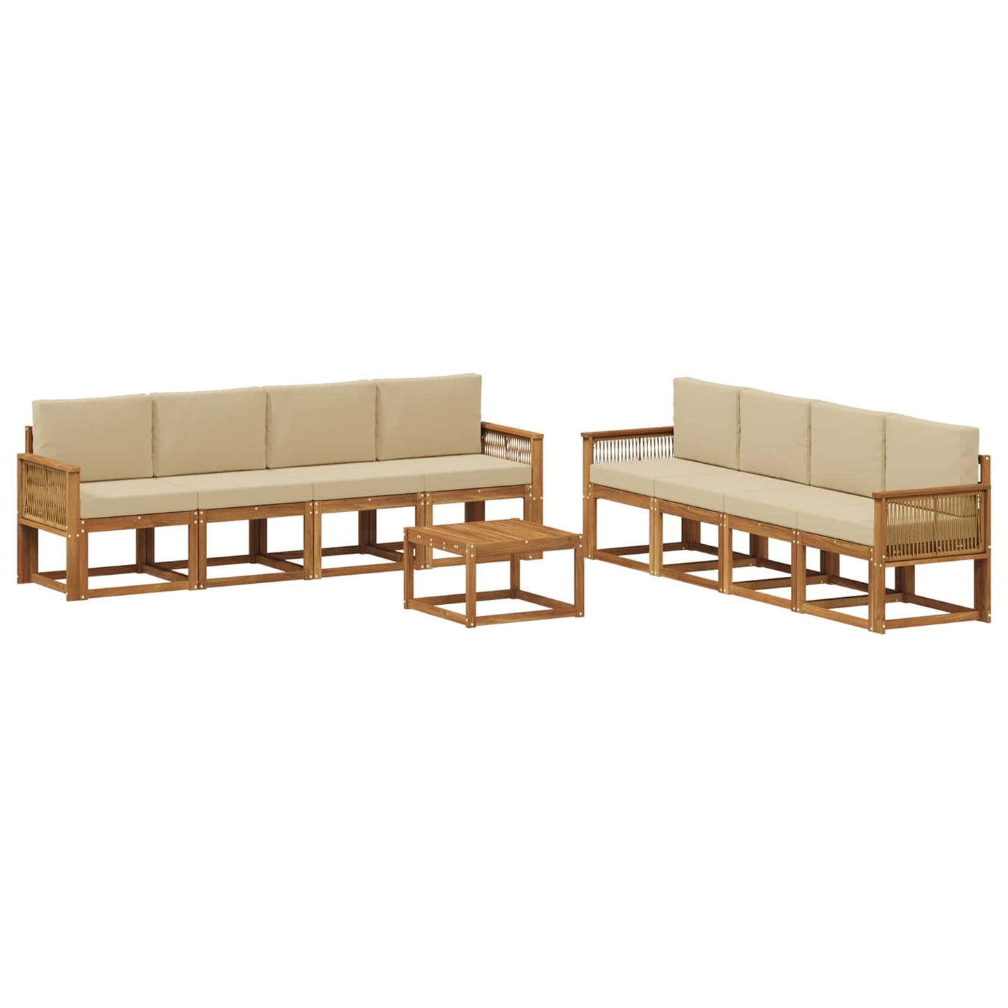 Outdoor-Sofagarnitur 9 stk. Natur und Beige Polyester