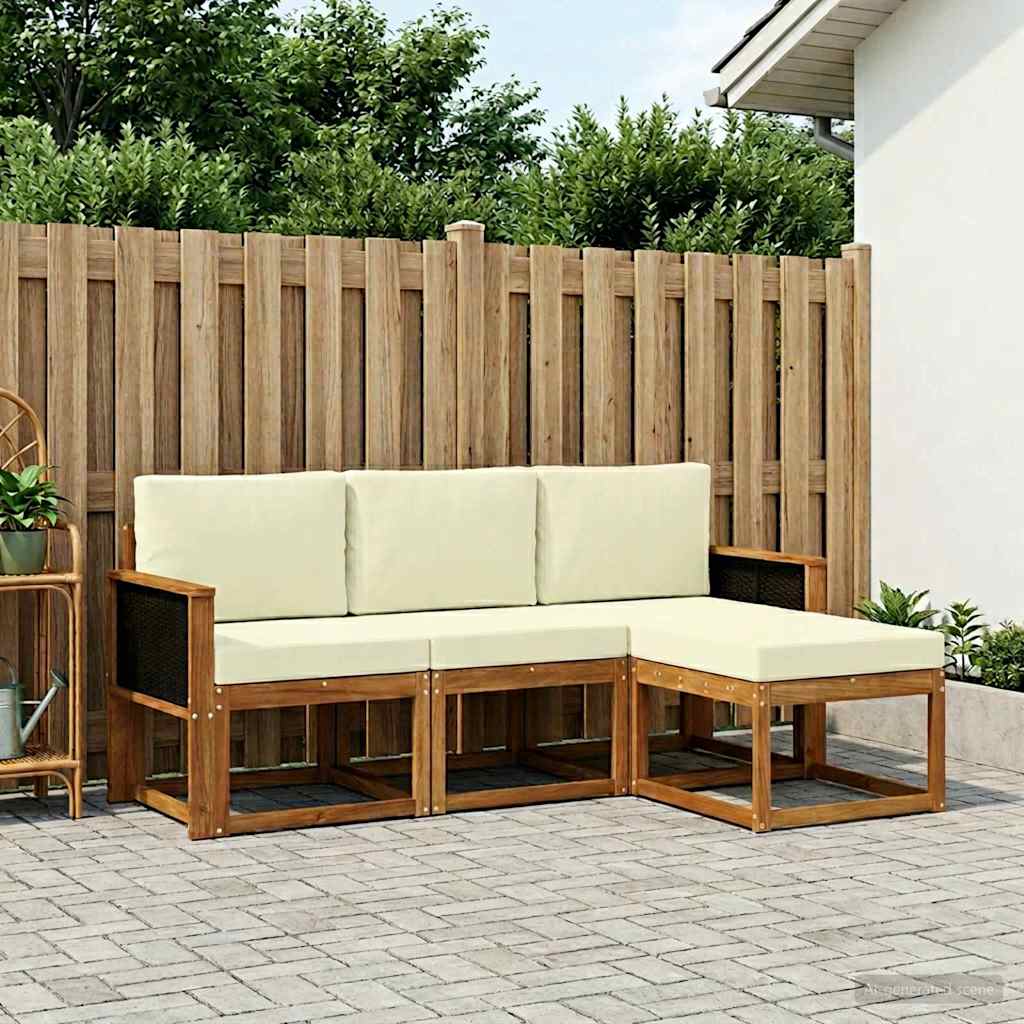 Outdoor-Sofagarnitur 4 stk. Natur und Creme