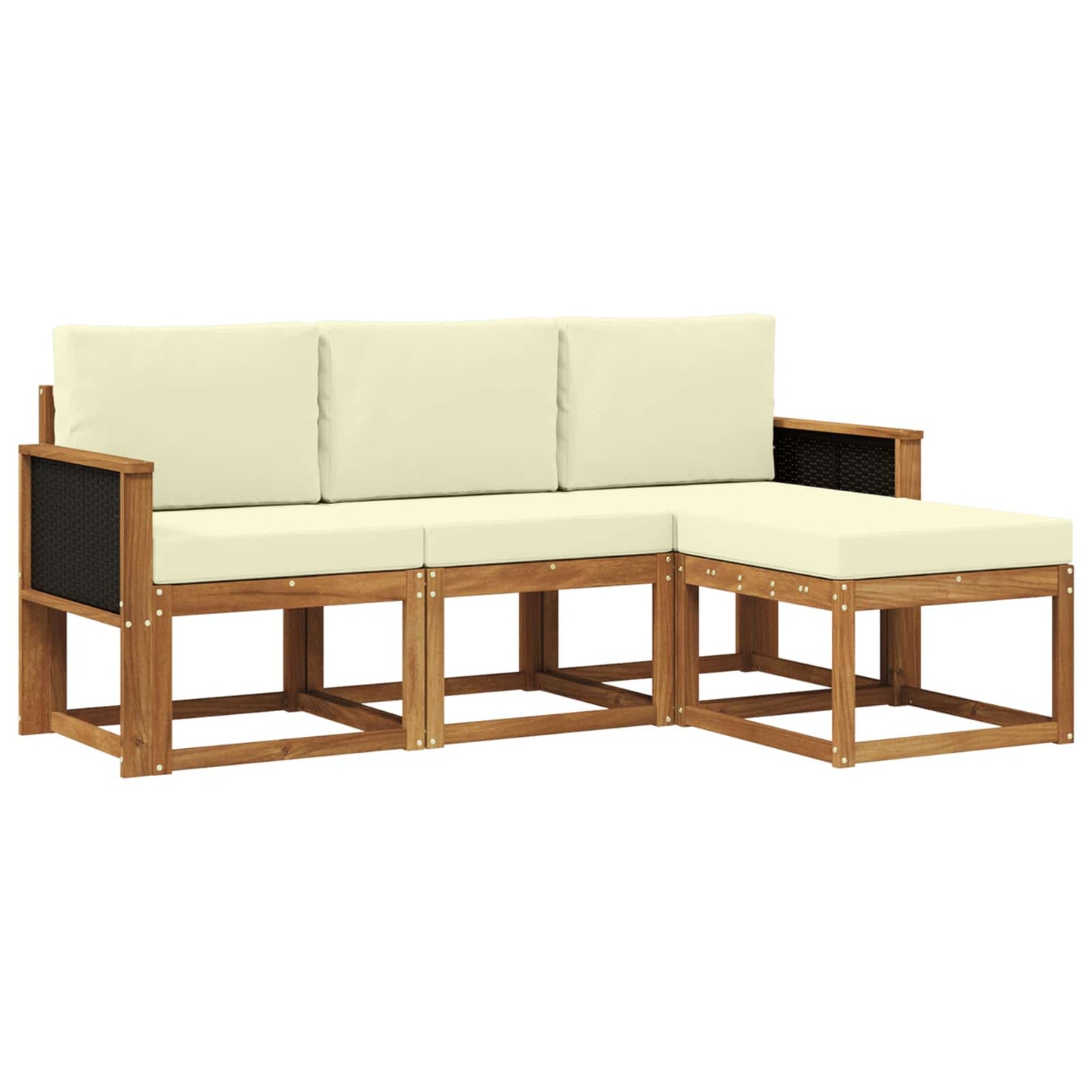 Outdoor-Sofagarnitur 4 stk. Natur und Creme