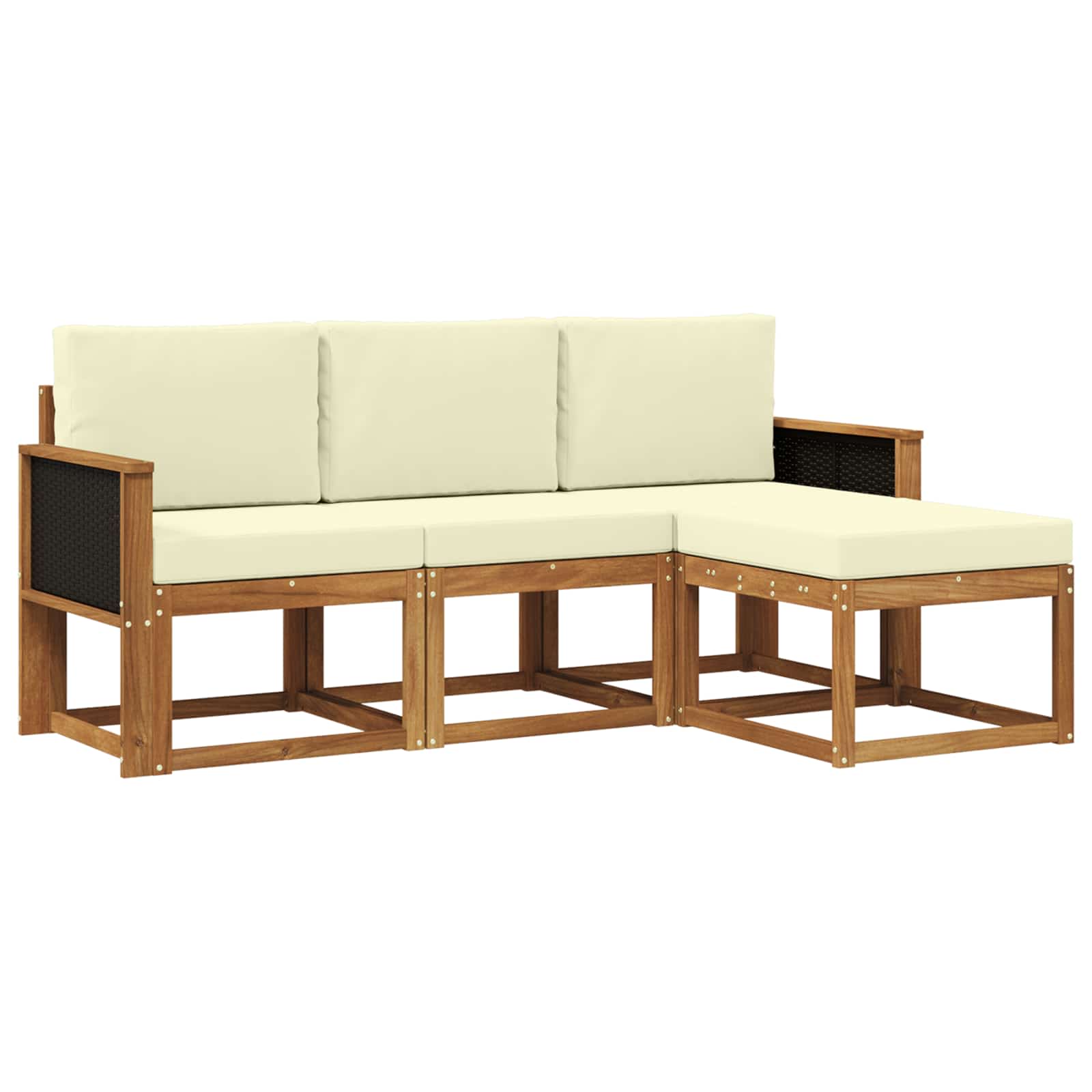 Outdoor-Sofagarnitur 4 stk. Natur und Creme