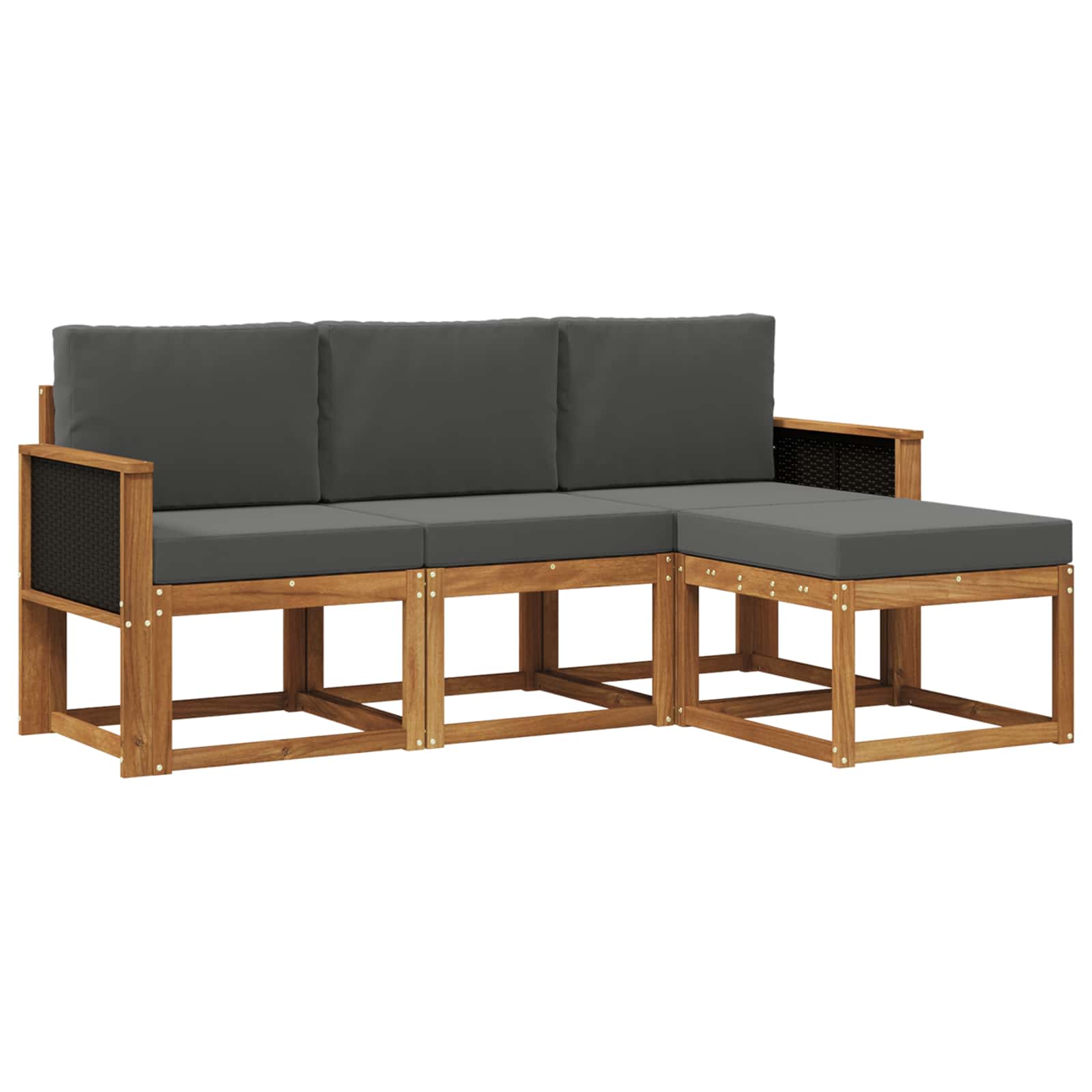 Outdoor-Sofagarnitur mit Kissen 4 pcs Natur und Anthrazit