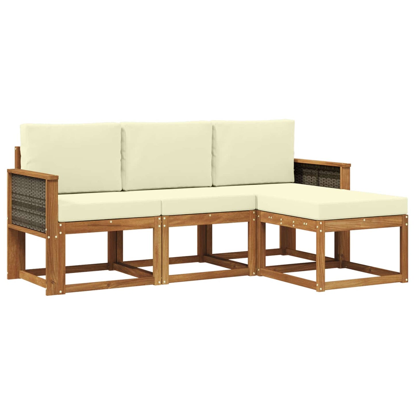 Outdoor-Sofagarnitur 4 stk. Natur und Creme