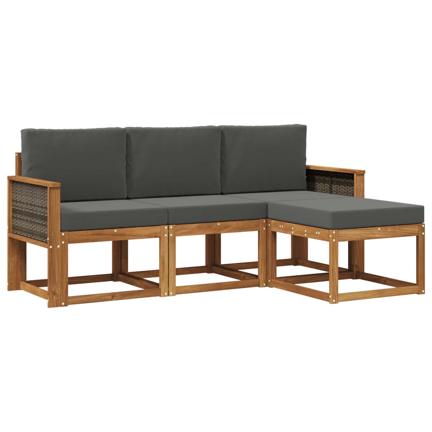 Outdoor-Sofagarnitur mit Kissen 4 pcs Natur und Anthrazit