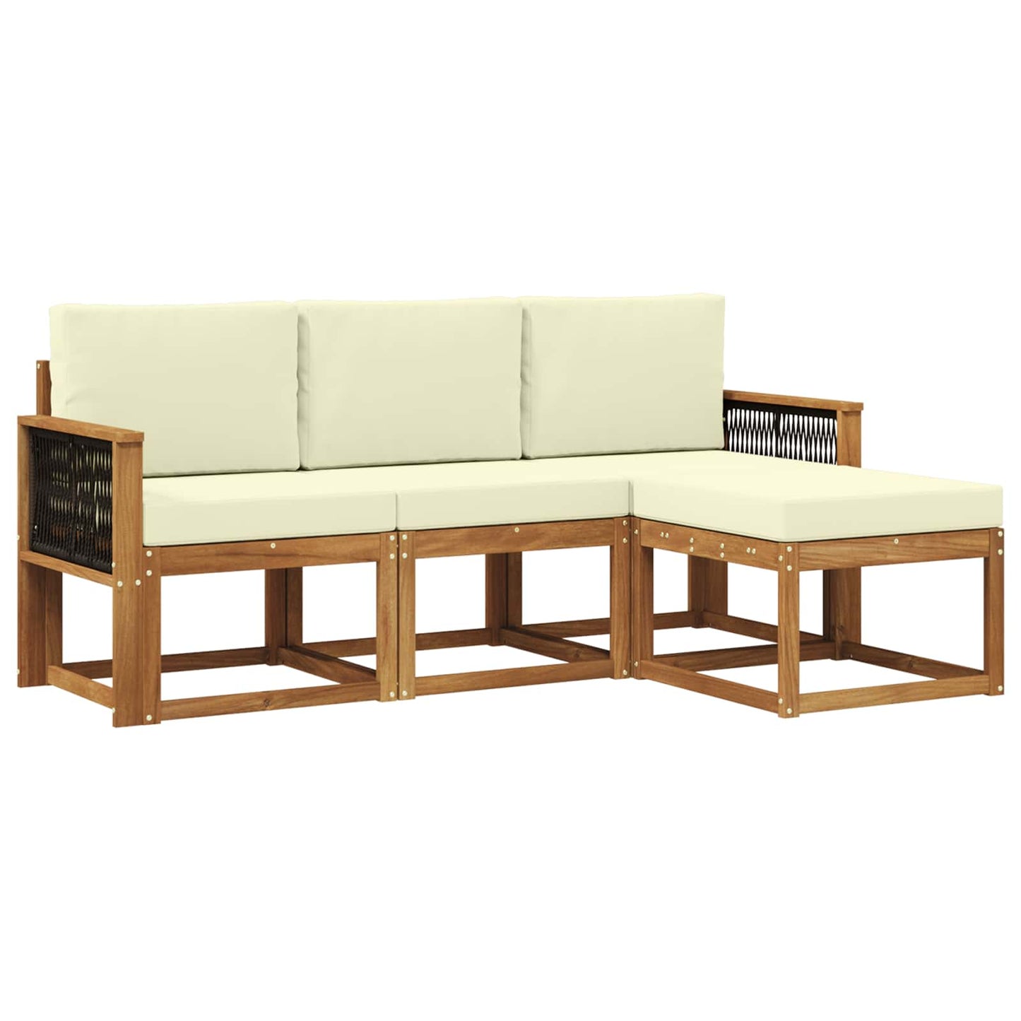 Outdoor-Sofagarnitur mit Kissen 4 pcs Natur und Creme
