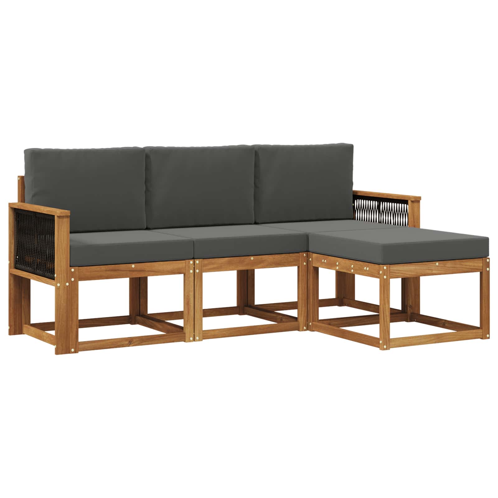 Outdoor-Sofagarnitur mit Kissen 4 pcs Natur und Anthrazit