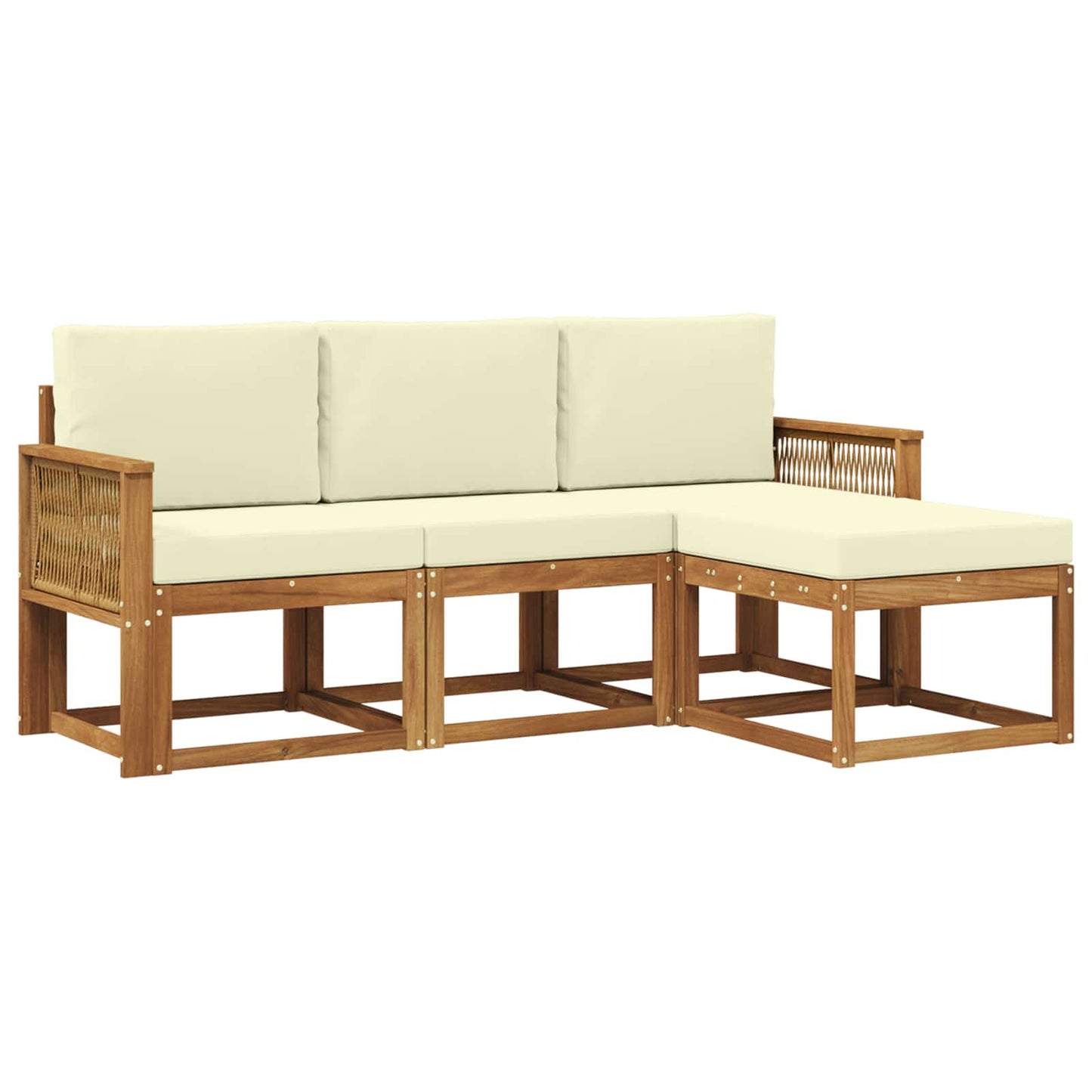 Outdoor-Sofagarnitur 4 stk. Natur und Creme Polyester
