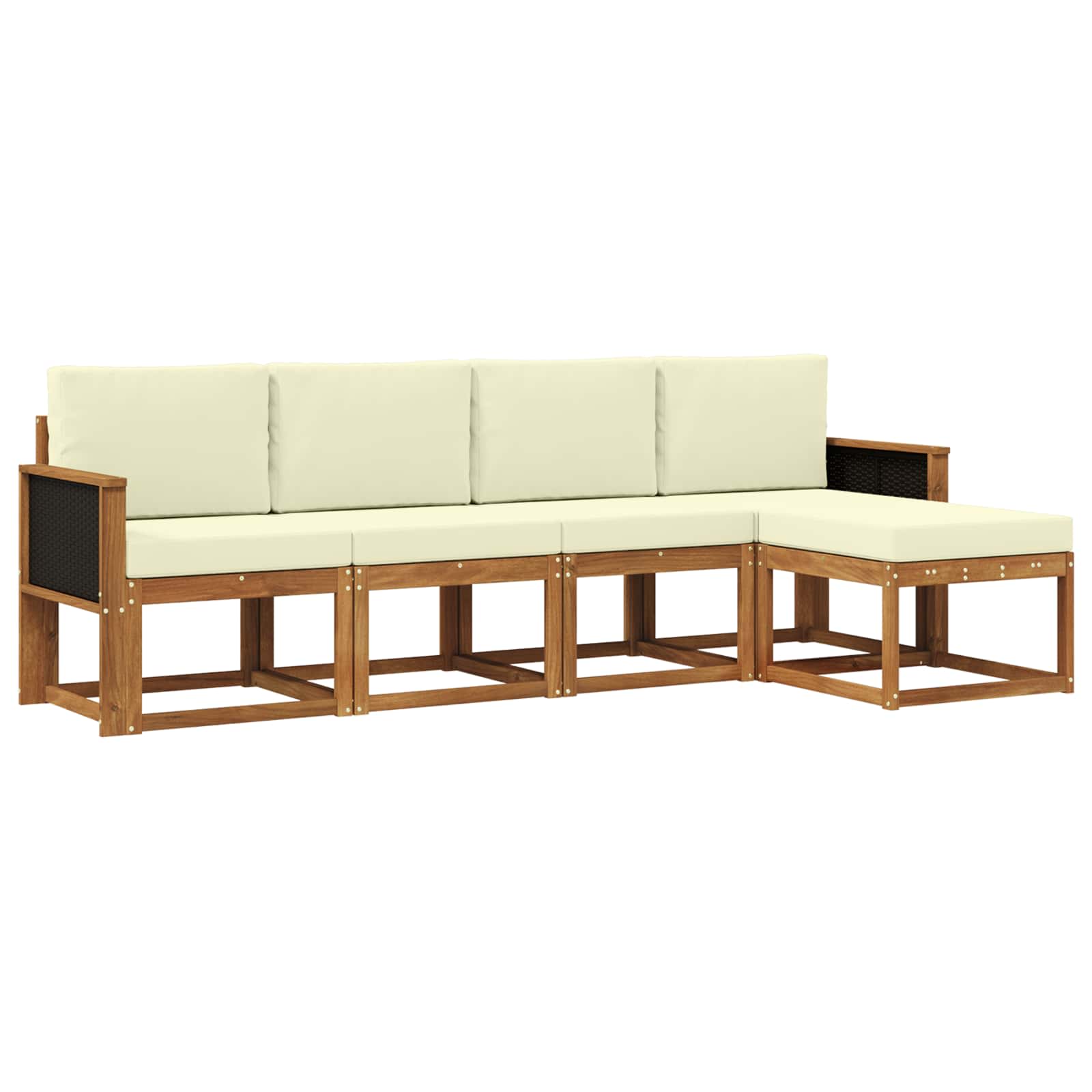 Outdoor-Sofagarnitur 5 stk. Natur und Creme Polyester