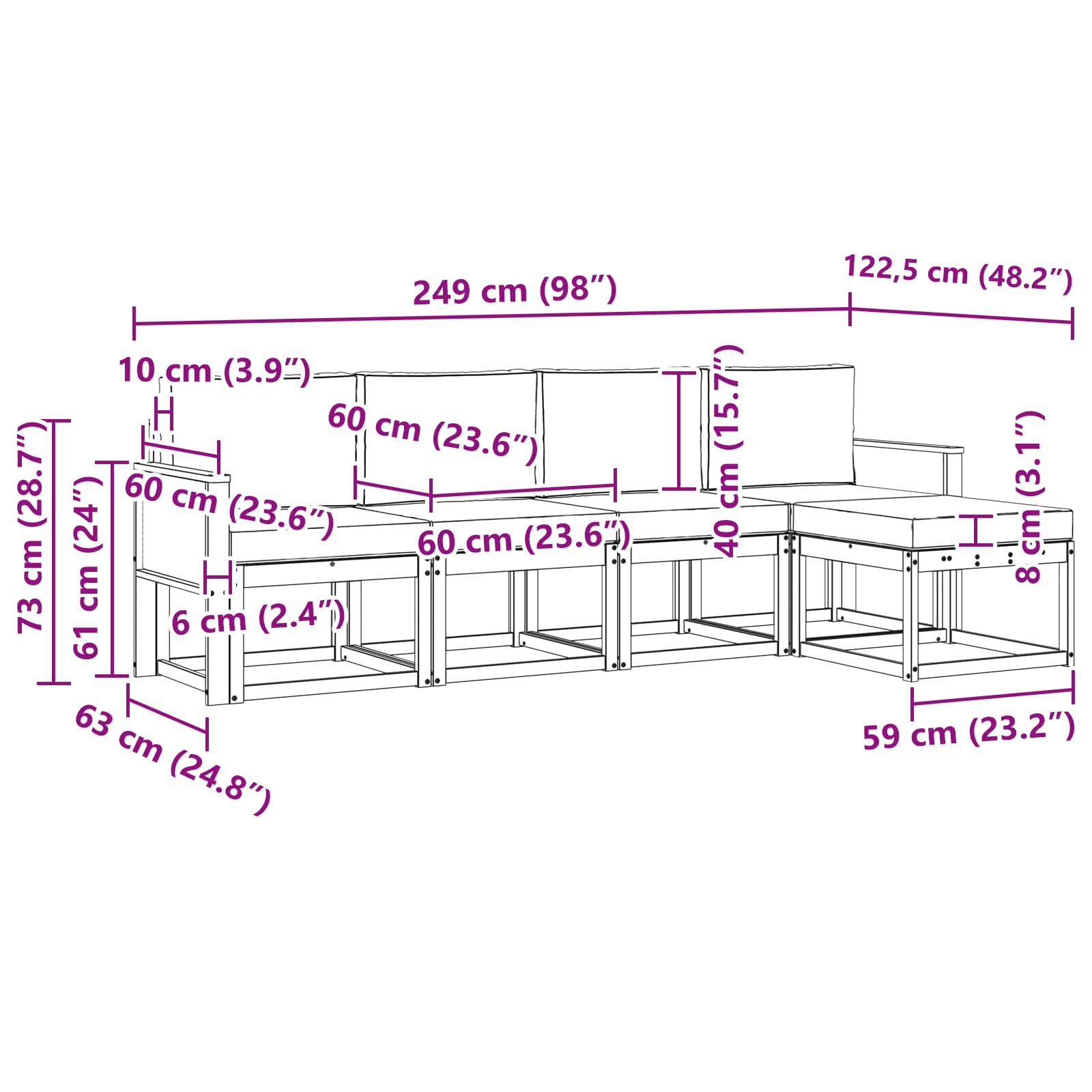 Outdoor-Sofagarnitur 5 stk. Natur und Creme Polyester