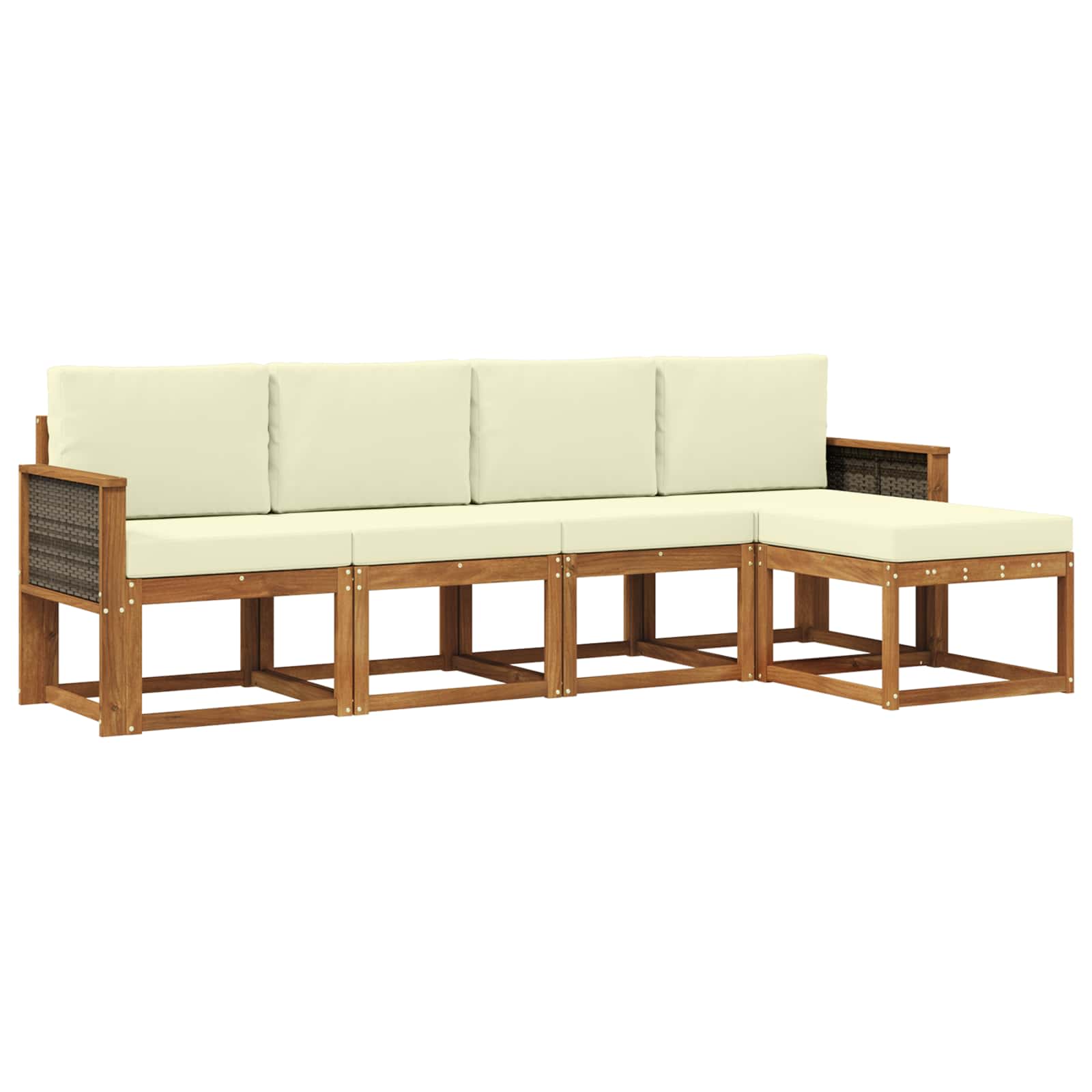 Outdoor-Sofagarnitur 5 pcs Natur und Creme Polyester