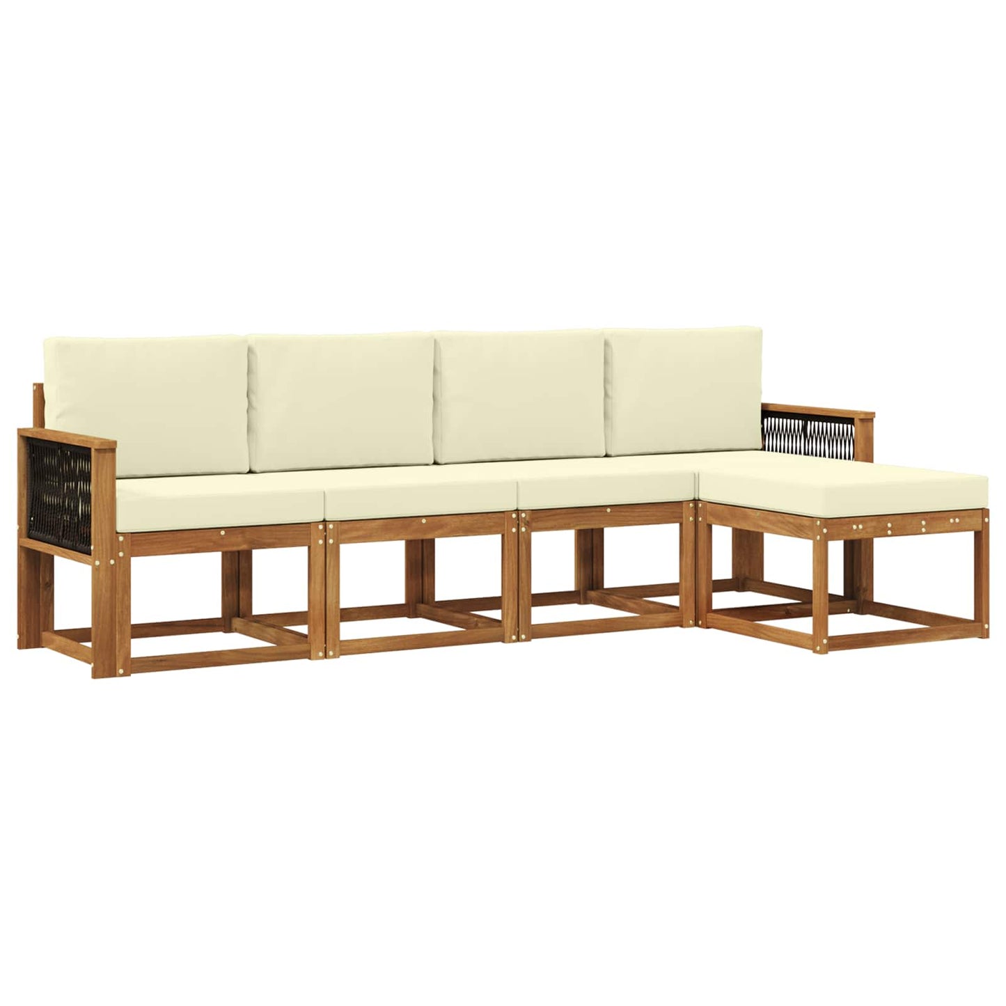 Outdoor-Sofagarnitur 5 pcs Natur und Creme Polyester