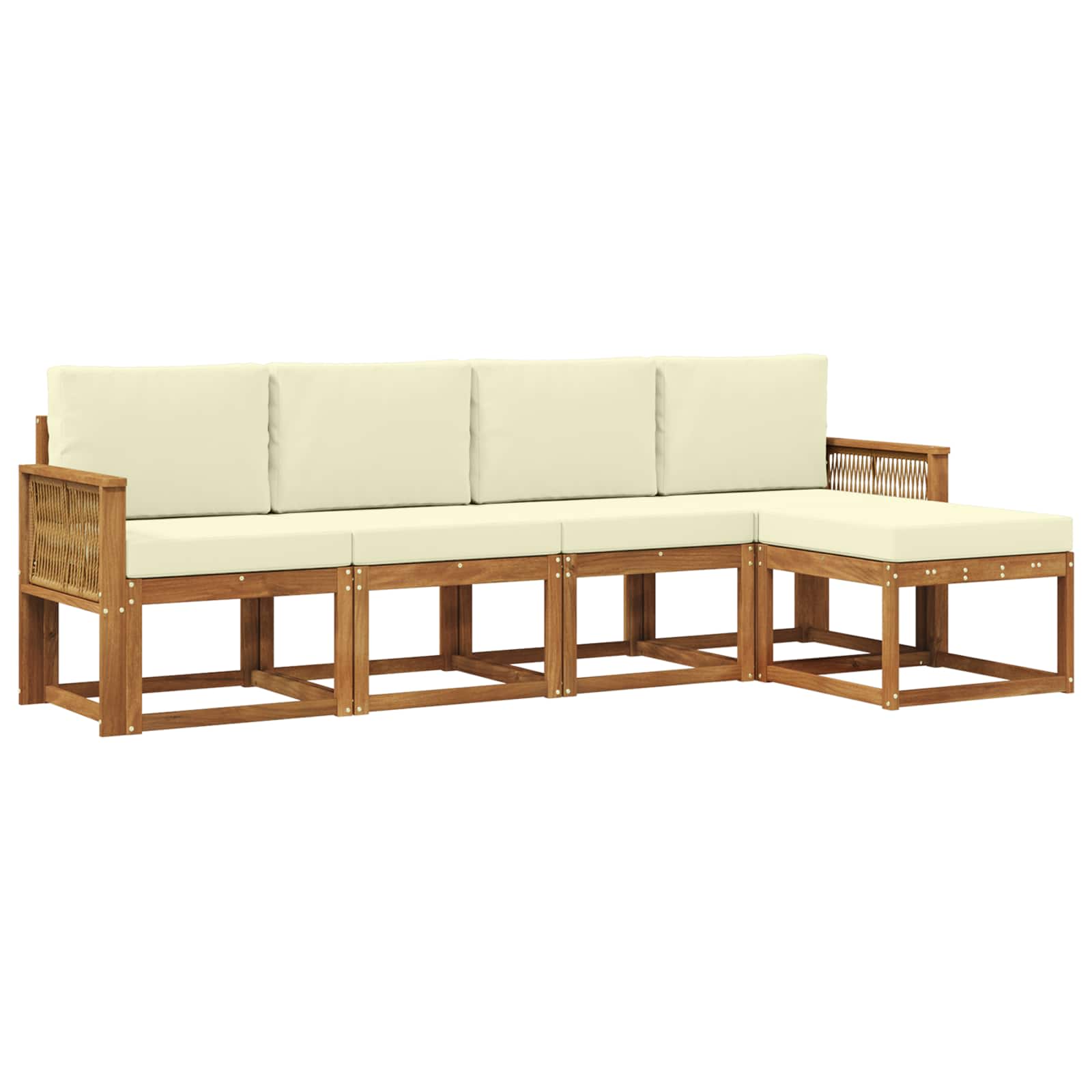 Outdoor-Sofagarnitur 5 stk. Natur und Creme Polyester