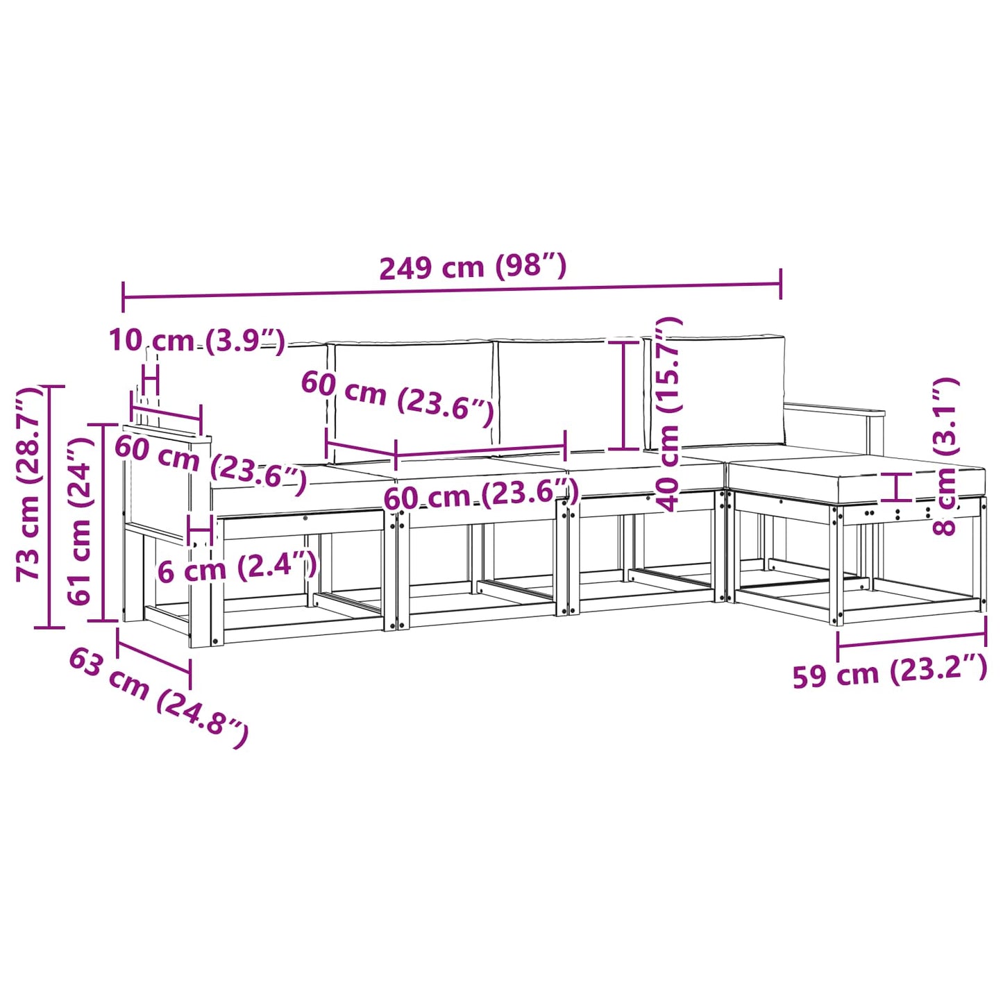 Outdoor-Sofagarnitur 5 stk. Natur und Creme Polyester