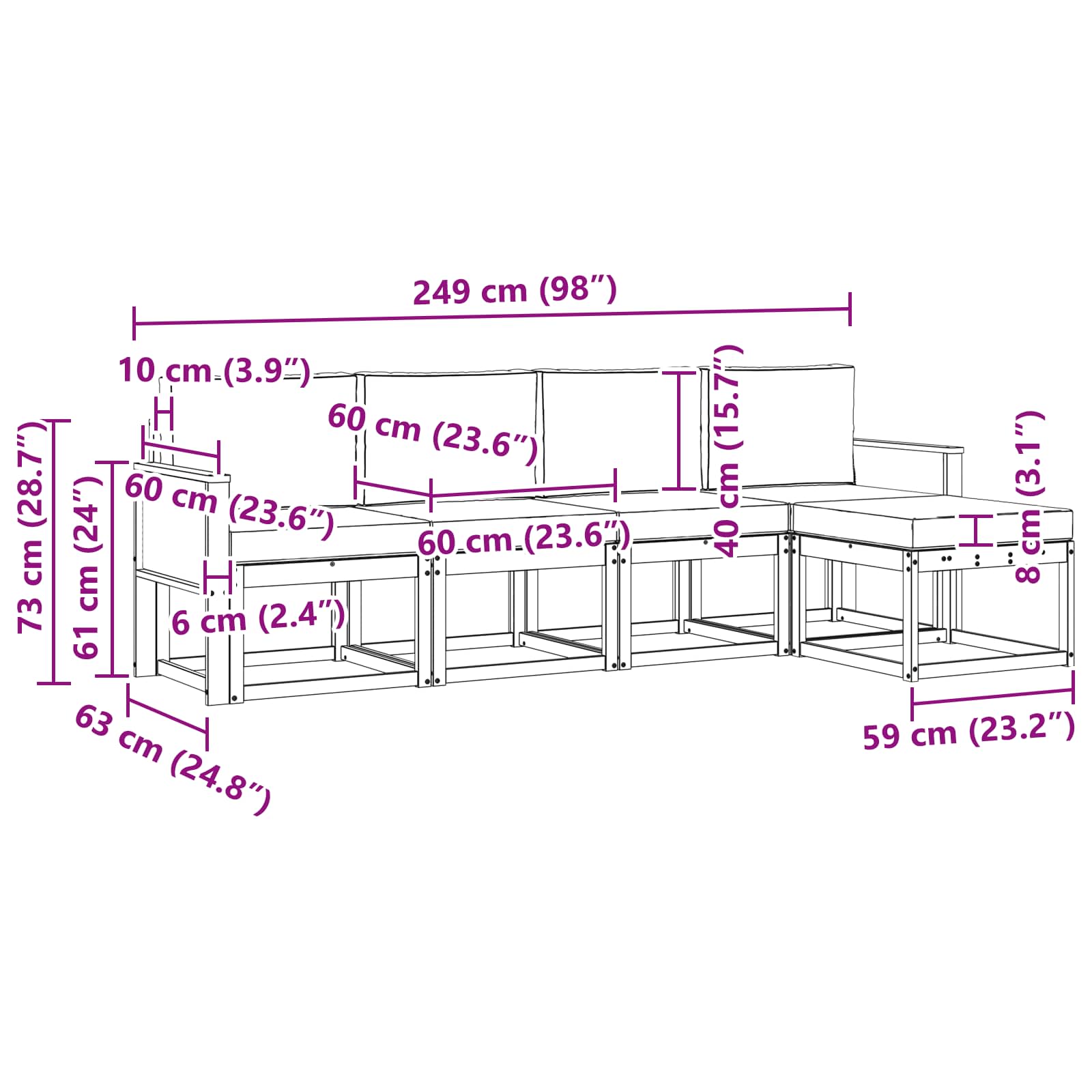 Outdoor-Sofagarnitur 5 stk. Natur und Creme Polyester