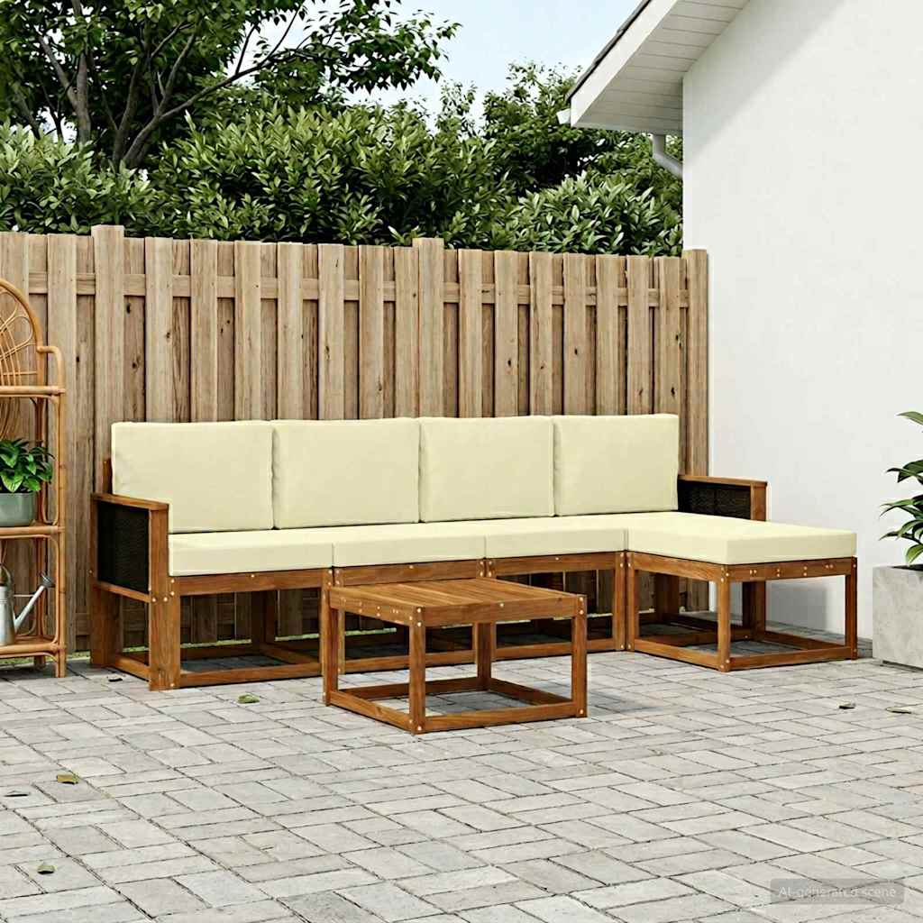 Outdoor-Sofagarnitur 6 stk. Natur und Creme Polyester