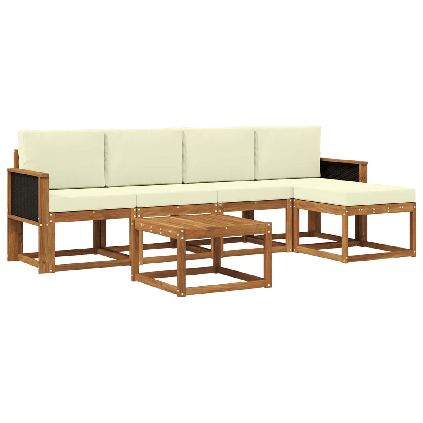 Outdoor-Sofagarnitur 6 stk. Natur und Creme Polyester