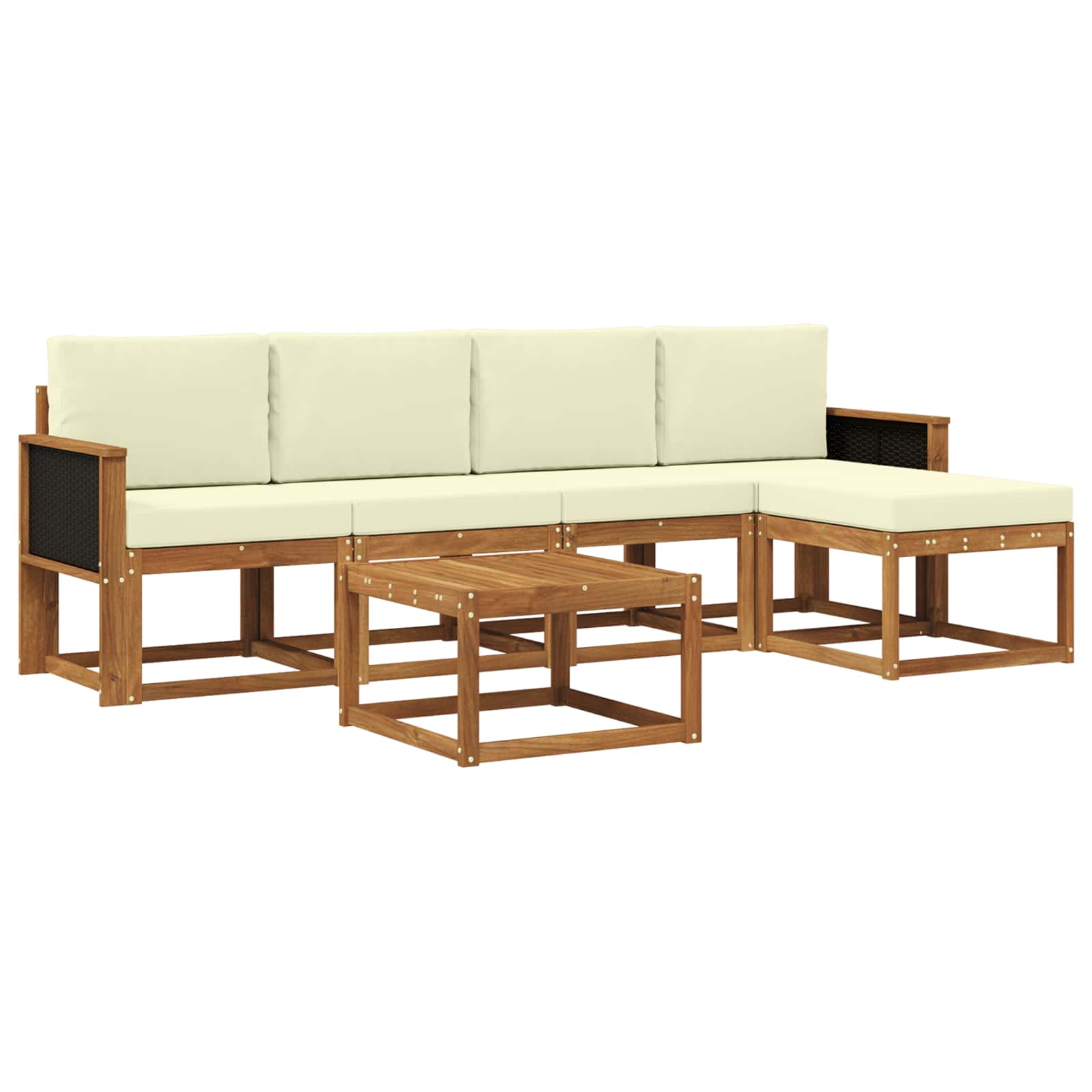 Outdoor-Sofagarnitur 6 stk. Natur und Creme Polyester