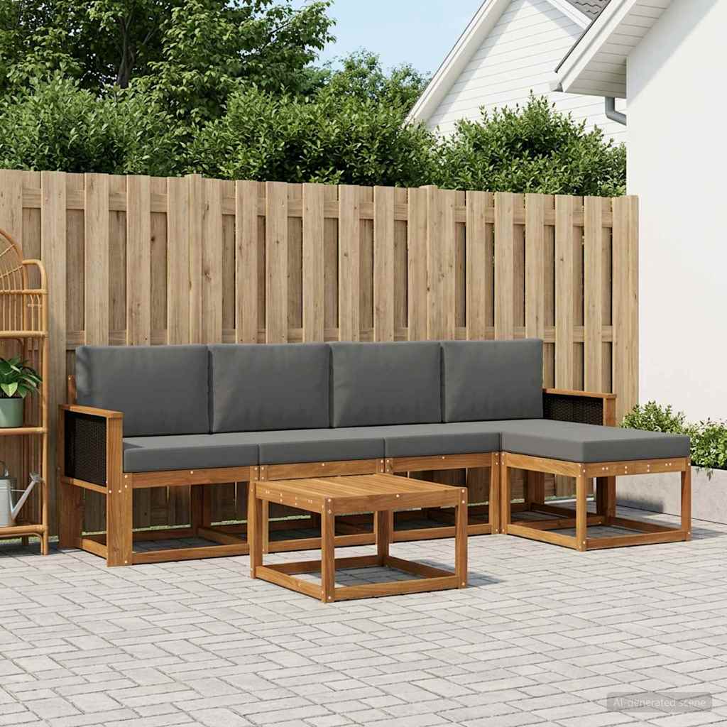 Outdoor-Sofagarnitur 6 stk. Natur und Anthrazit Polyester