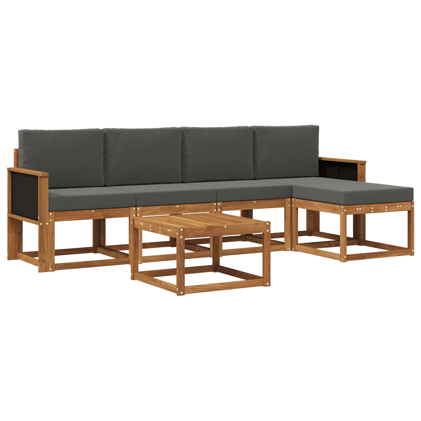 Outdoor-Sofagarnitur 6 stk. Natur und Anthrazit Polyester