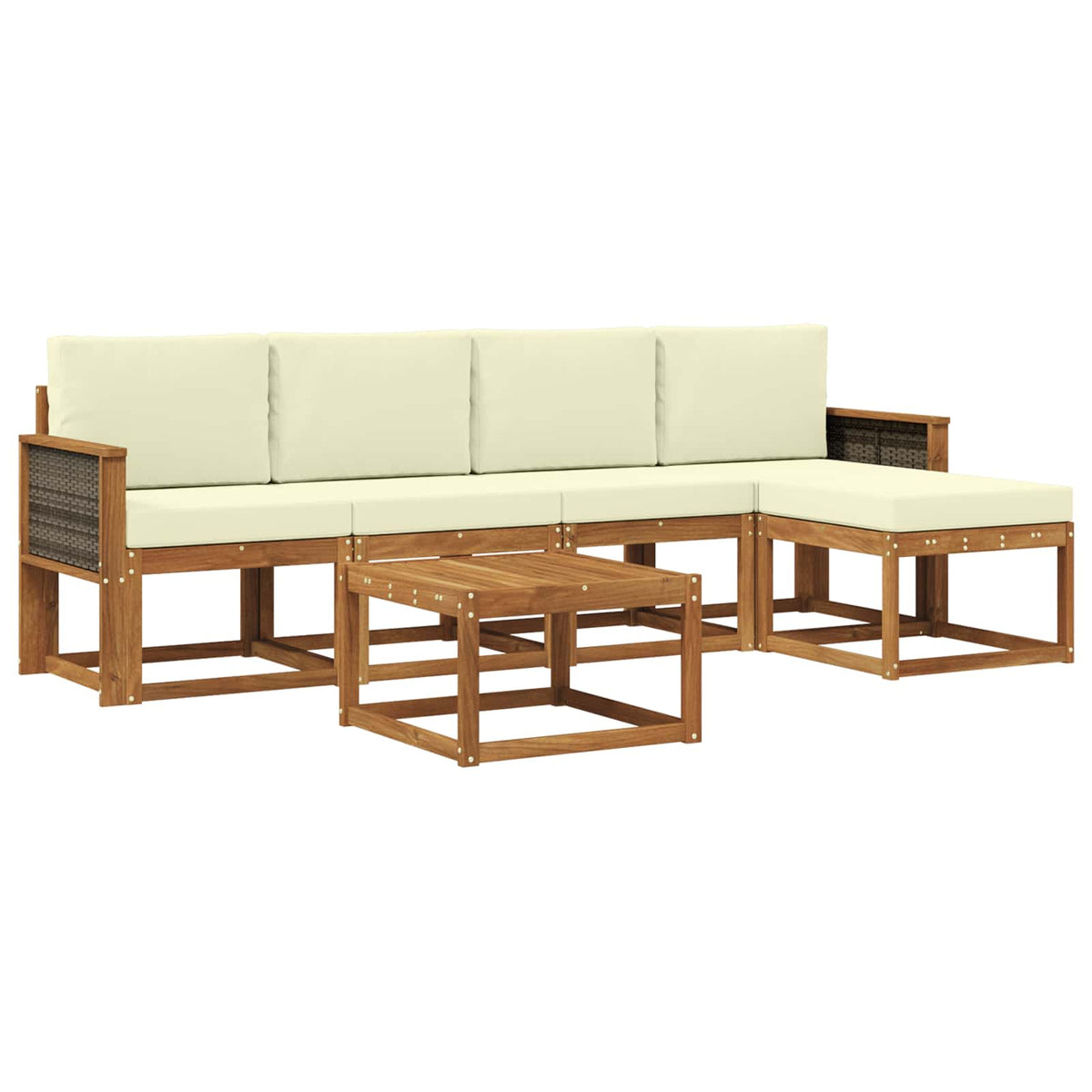 Outdoor-Sofagarnitur 6 stk. Natur und Creme Polyester