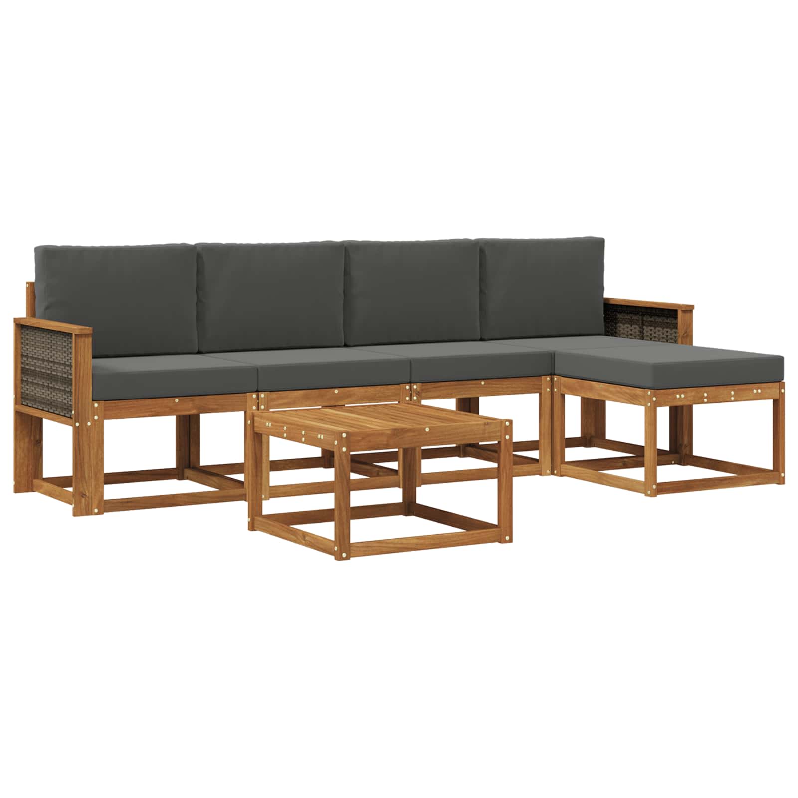 Outdoor-Sofagarnitur 6 pcs Natur und Anthrazit Polyester