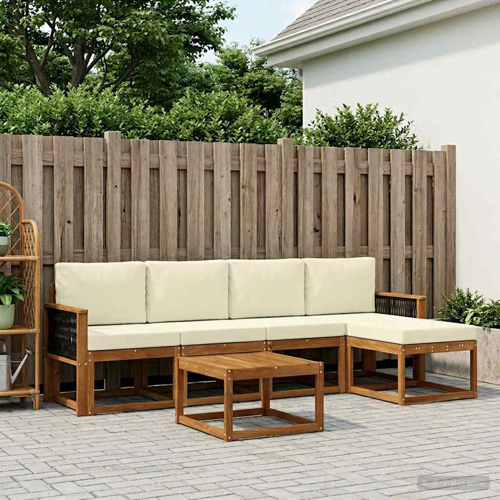 Outdoor-Sofagarnitur 6 pcs Natur und Creme Polyester