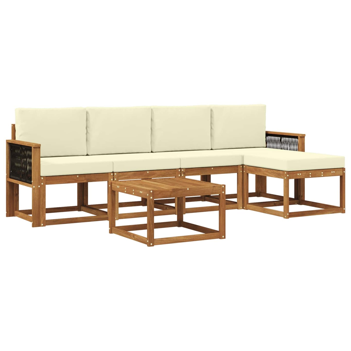 Outdoor-Sofagarnitur 6 pcs Natur und Creme Polyester