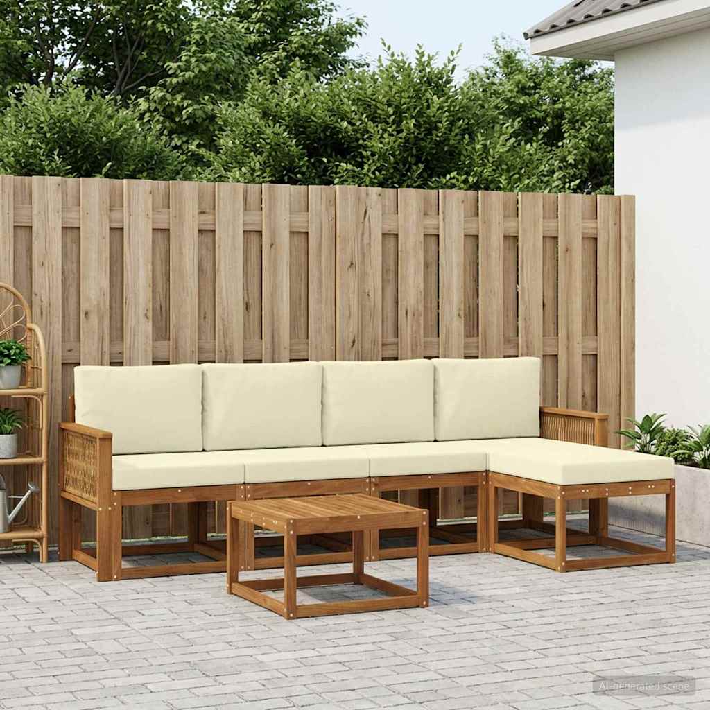 Outdoor-Sofagarnitur 6 pcs Natur und Creme Polyester