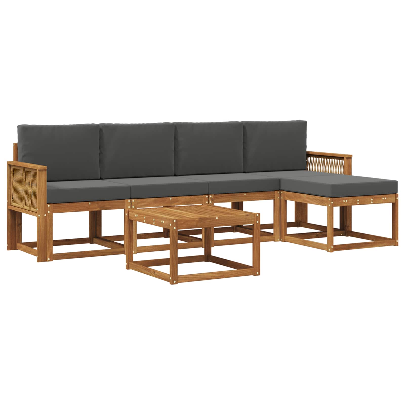 Outdoor-Sofagarnitur 6 pcs Natur und Anthrazit Polyester