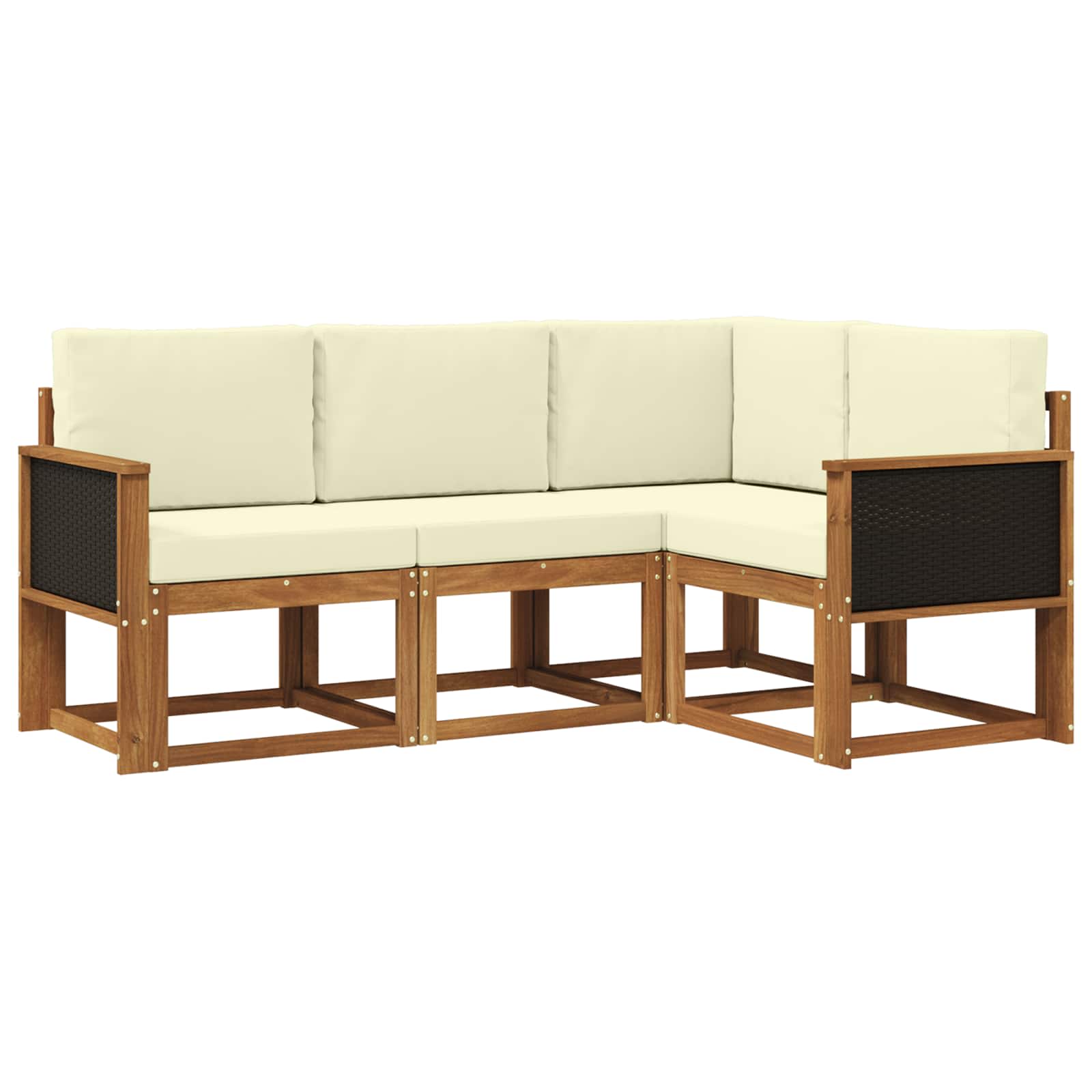 Outdoor-Sofagarnitur 4 pcs Natur und Creme Polyester