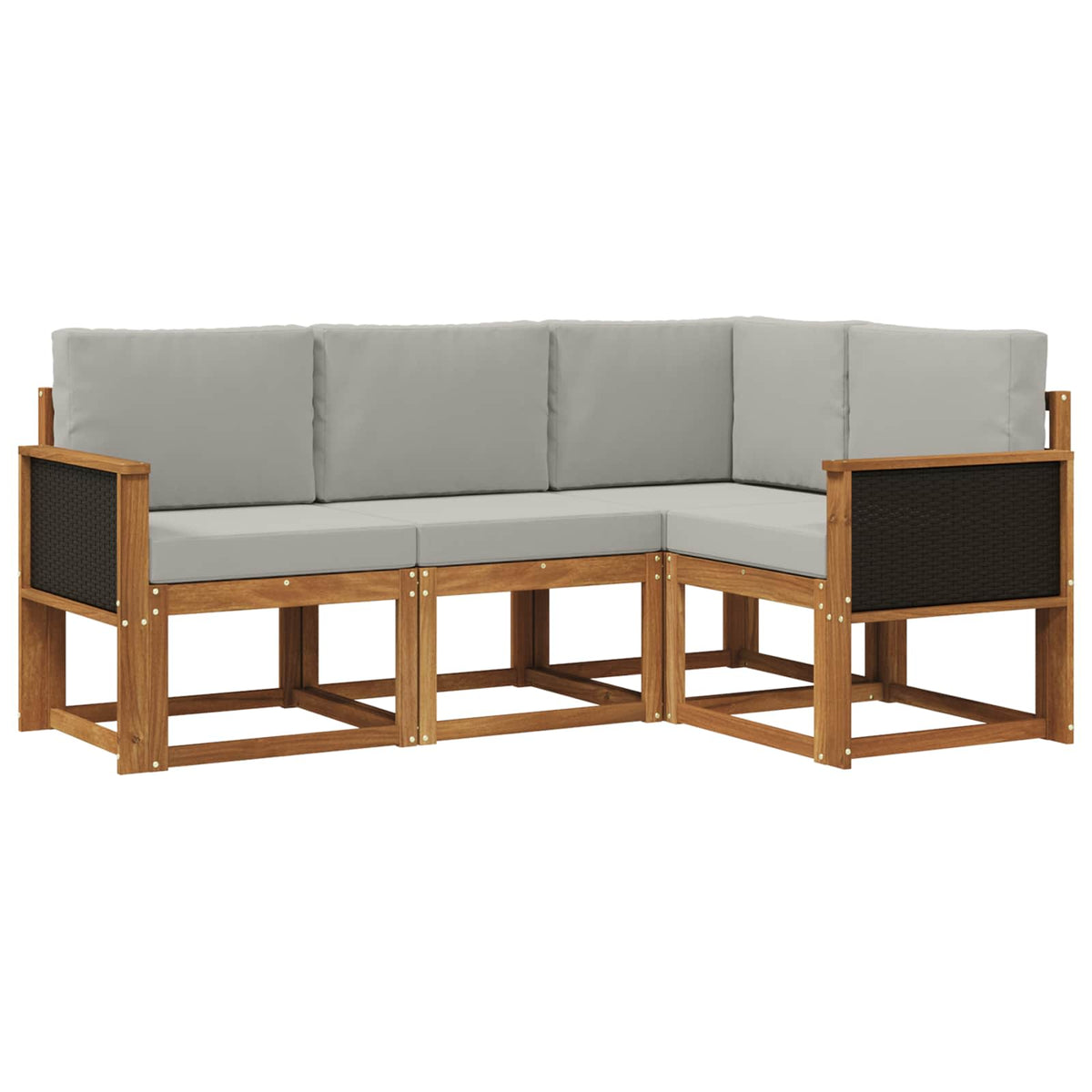 Outdoor-Sofagarnitur 4 stk. Natur und Hellgrau Polyester