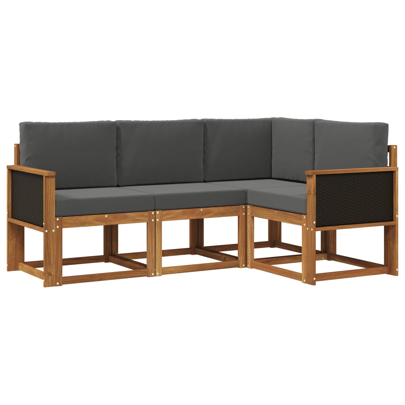 Outdoor-Sofagarnitur 4 pcs Natur und Anthrazit Polyester