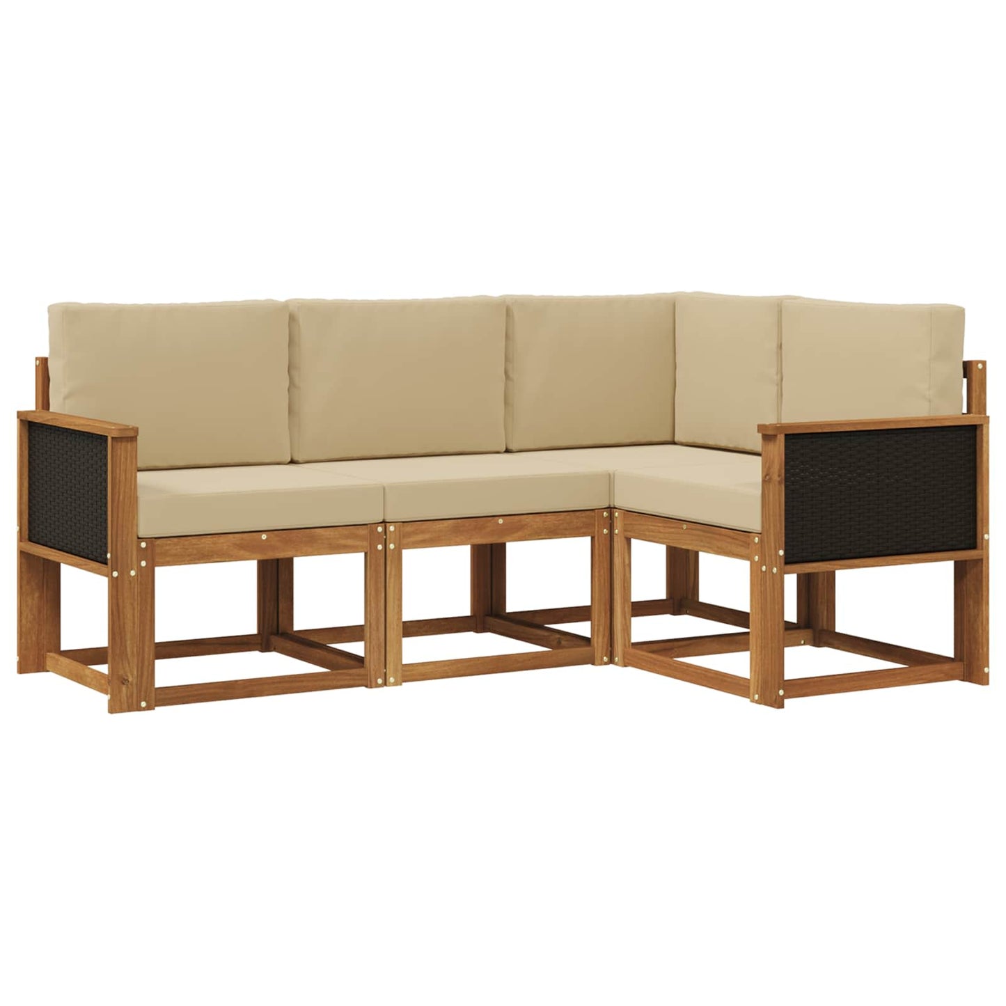 Outdoor-Sofagarnitur 4 pcs Natur und Beige Polyester
