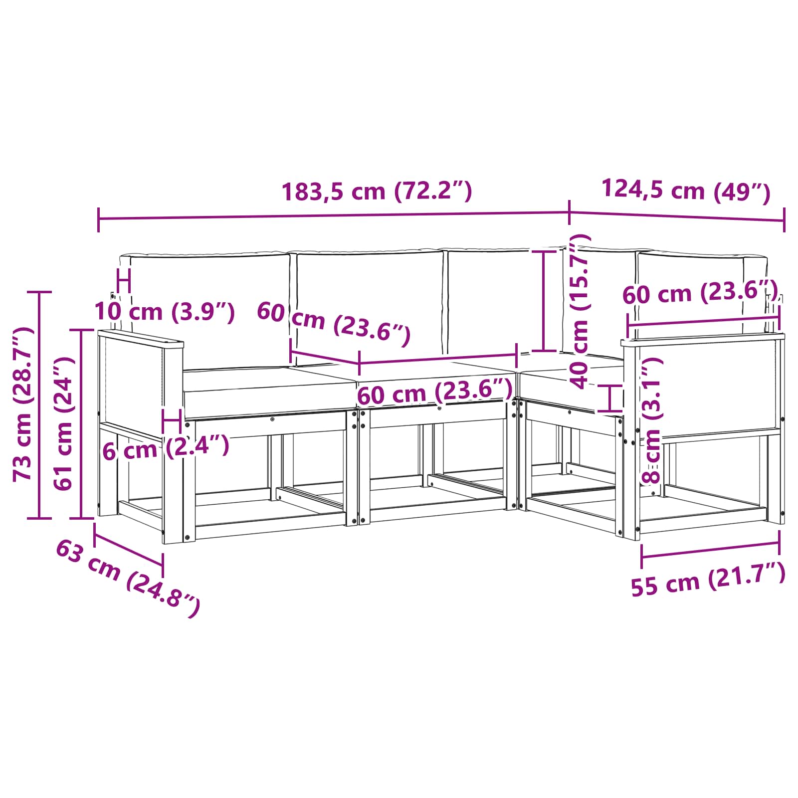 Outdoor-Sofagarnitur 4 pcs Natur und Creme Polyester