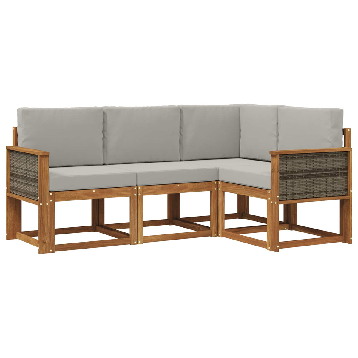 Outdoor-Sofagarnitur 4 stk. Natur und Hellgrau Polyester