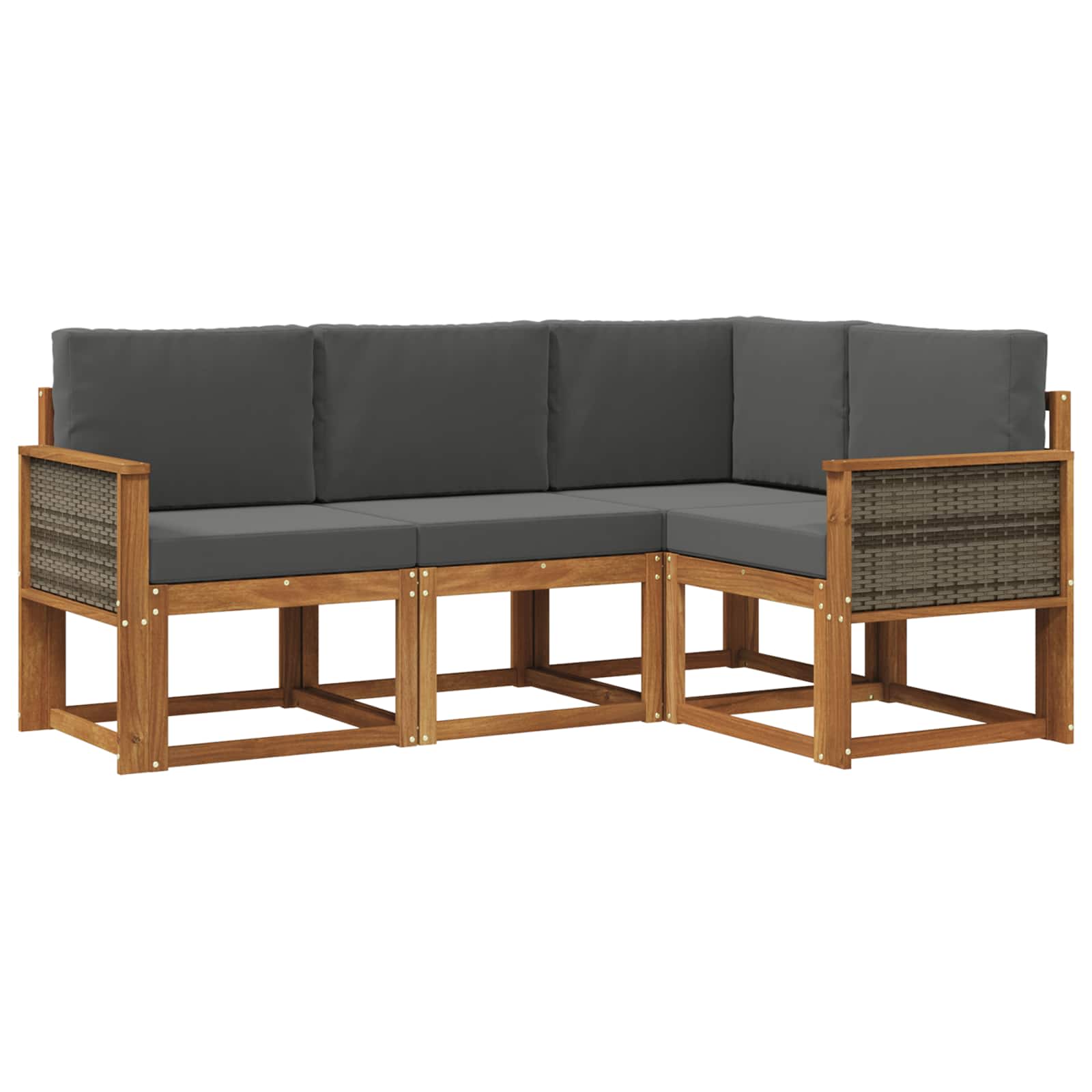 Outdoor-Sofagarnitur 4 pcs Natur und Anthrazit Polyester