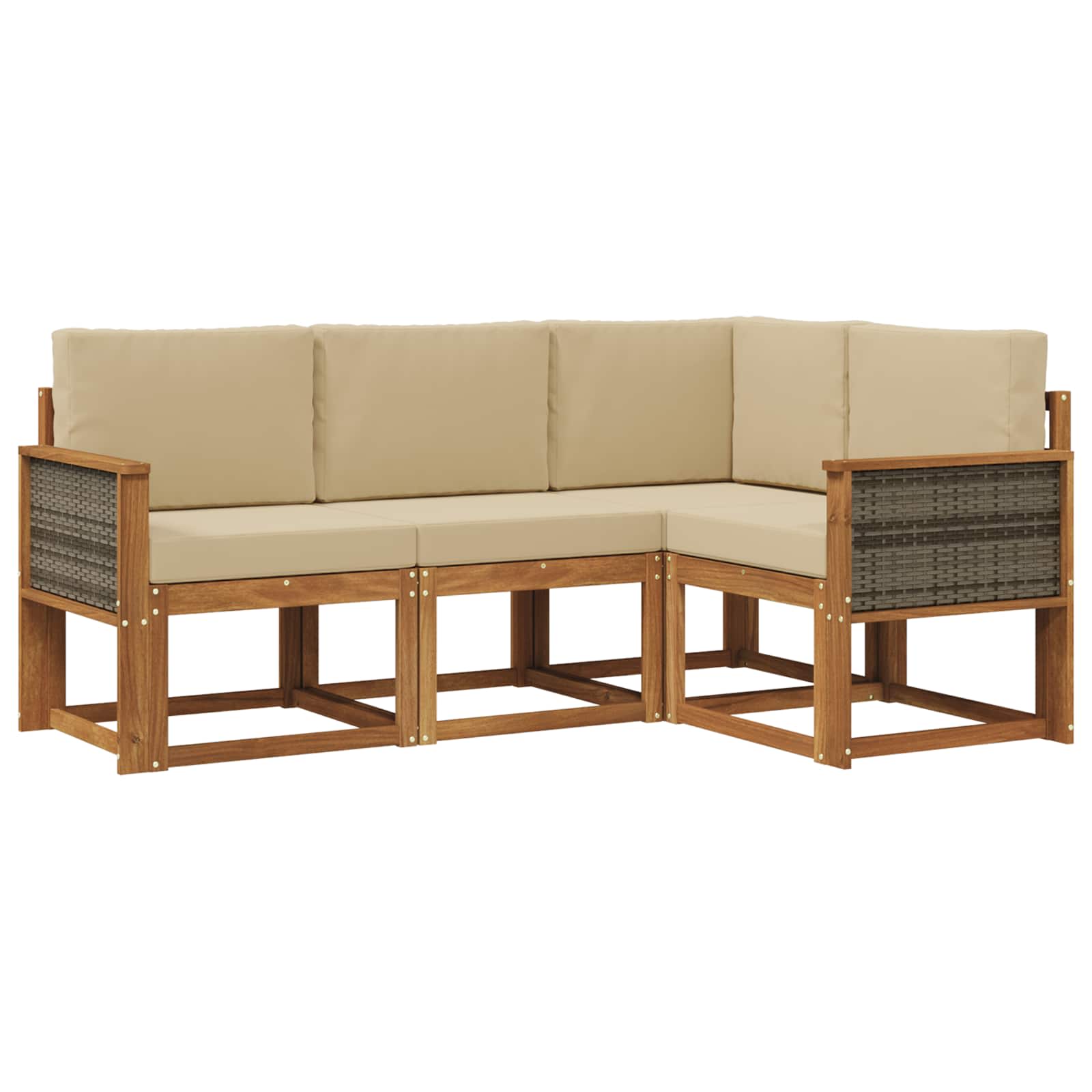 Outdoor-Sofagarnitur 4 pcs Natur und Beige Polyester