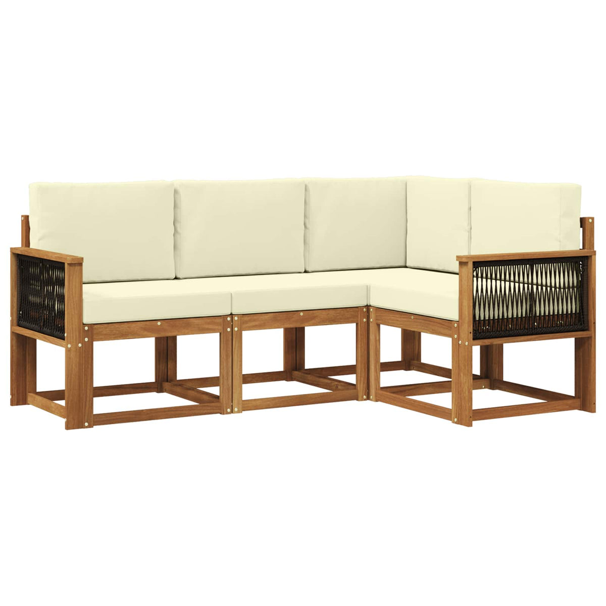 Outdoor-Sofagarnitur 4 stk. Natur und Creme Polyester