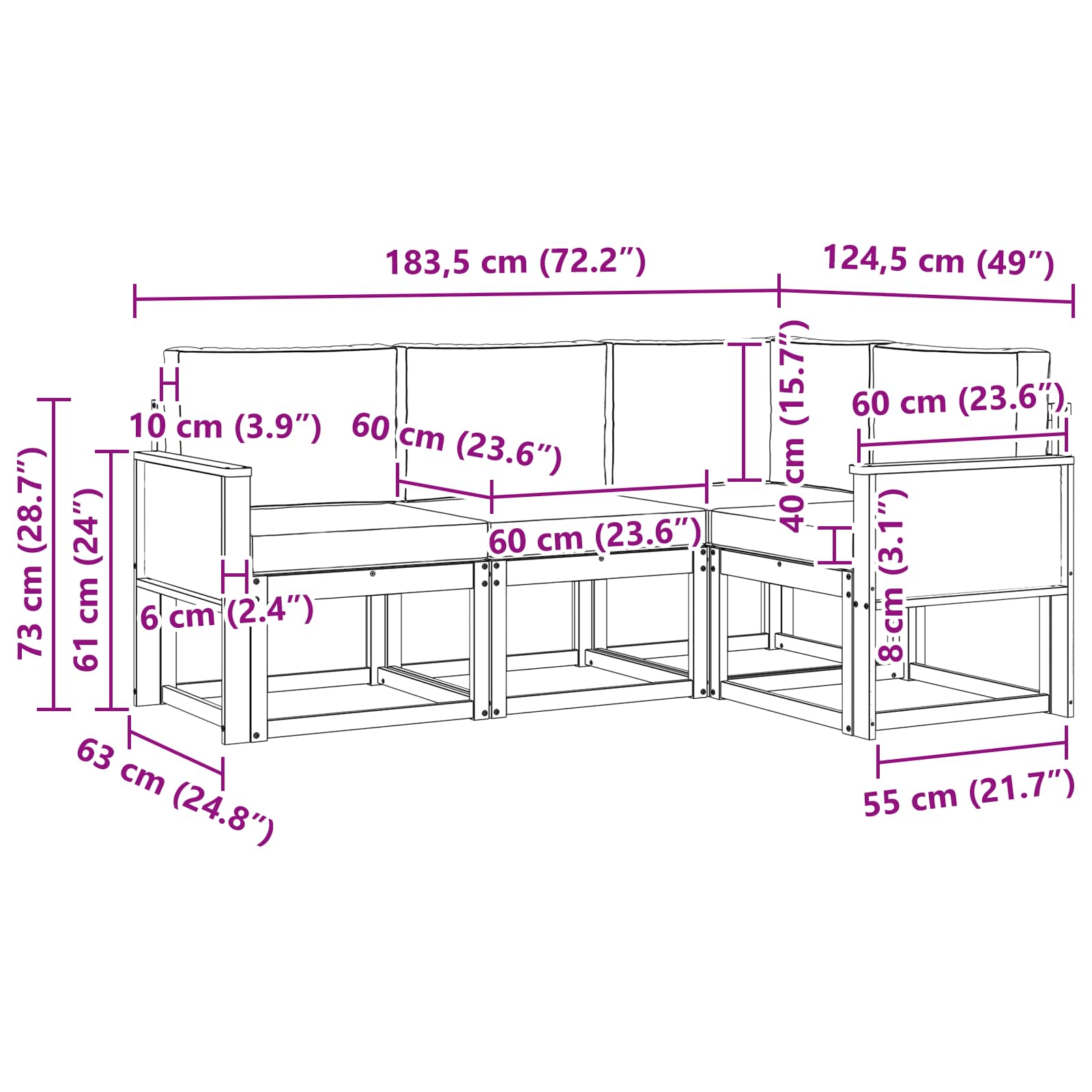 Outdoor-Sofagarnitur 4 pcs Natur und Creme Polyester