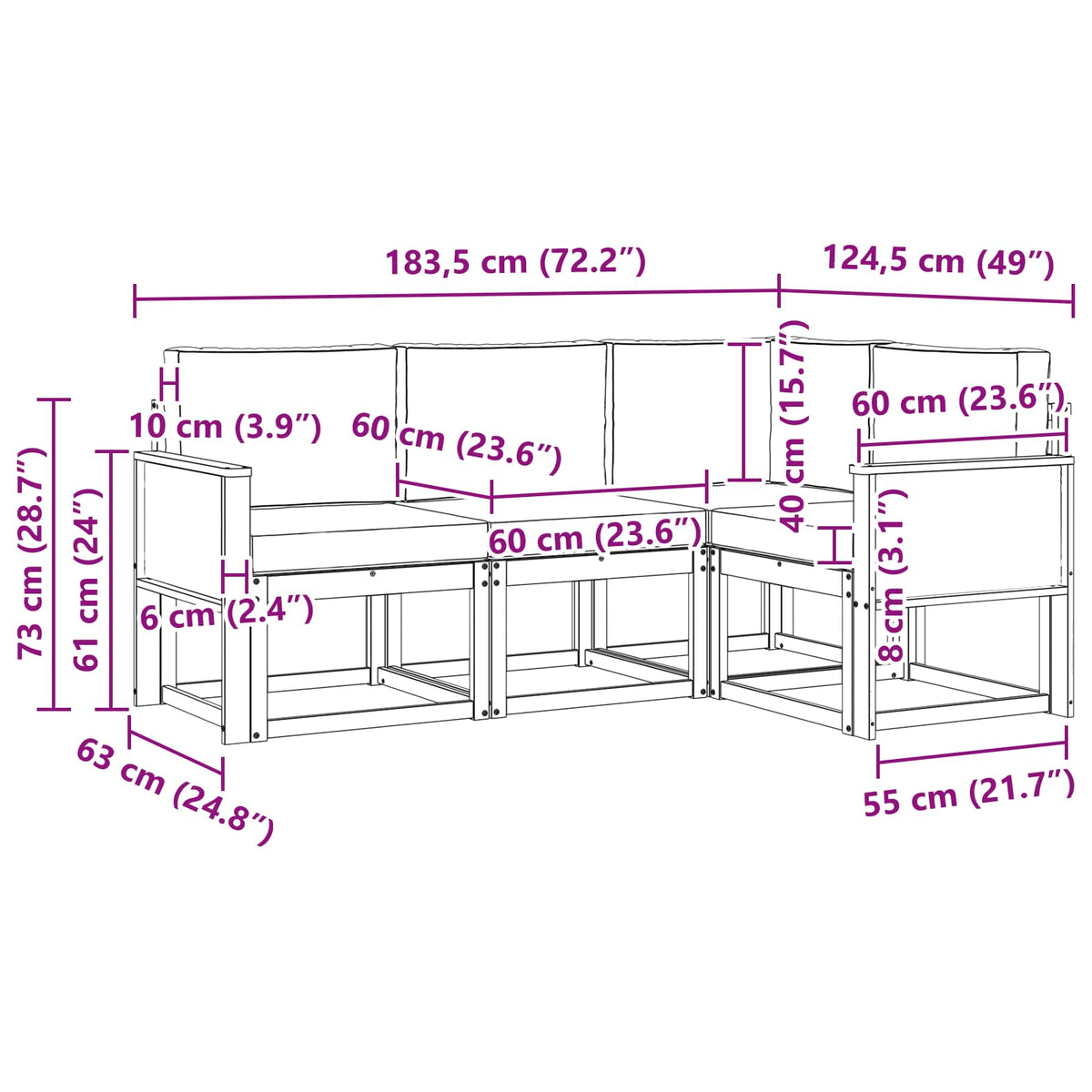 Outdoor-Sofagarnitur 4 stk. Natur und Creme Polyester