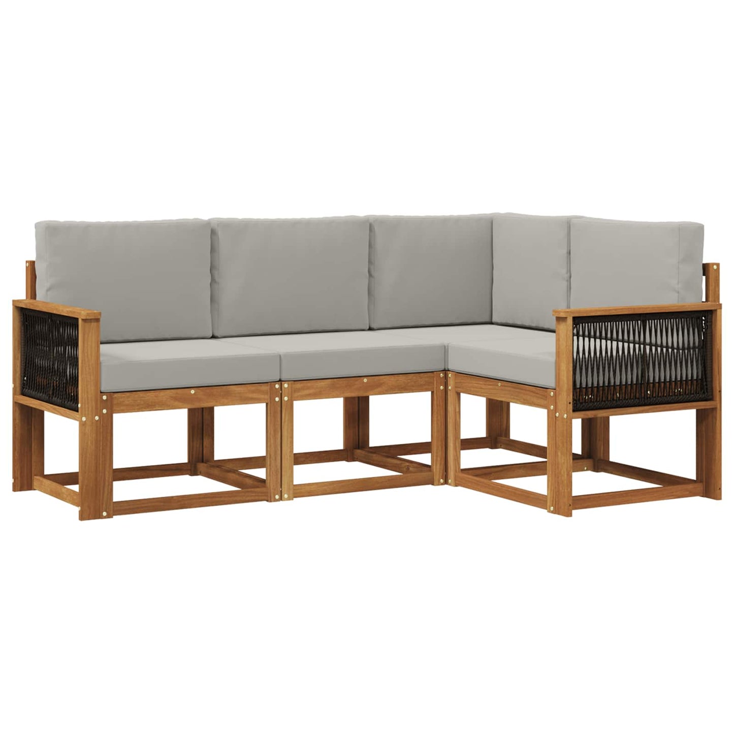 Outdoor-Sofagarnitur 4 pcs Natürlich und Hellgrau Polyester