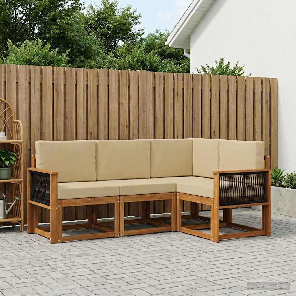 Outdoor-Sofagarnitur 4 pcs Natur und Beige Polyester