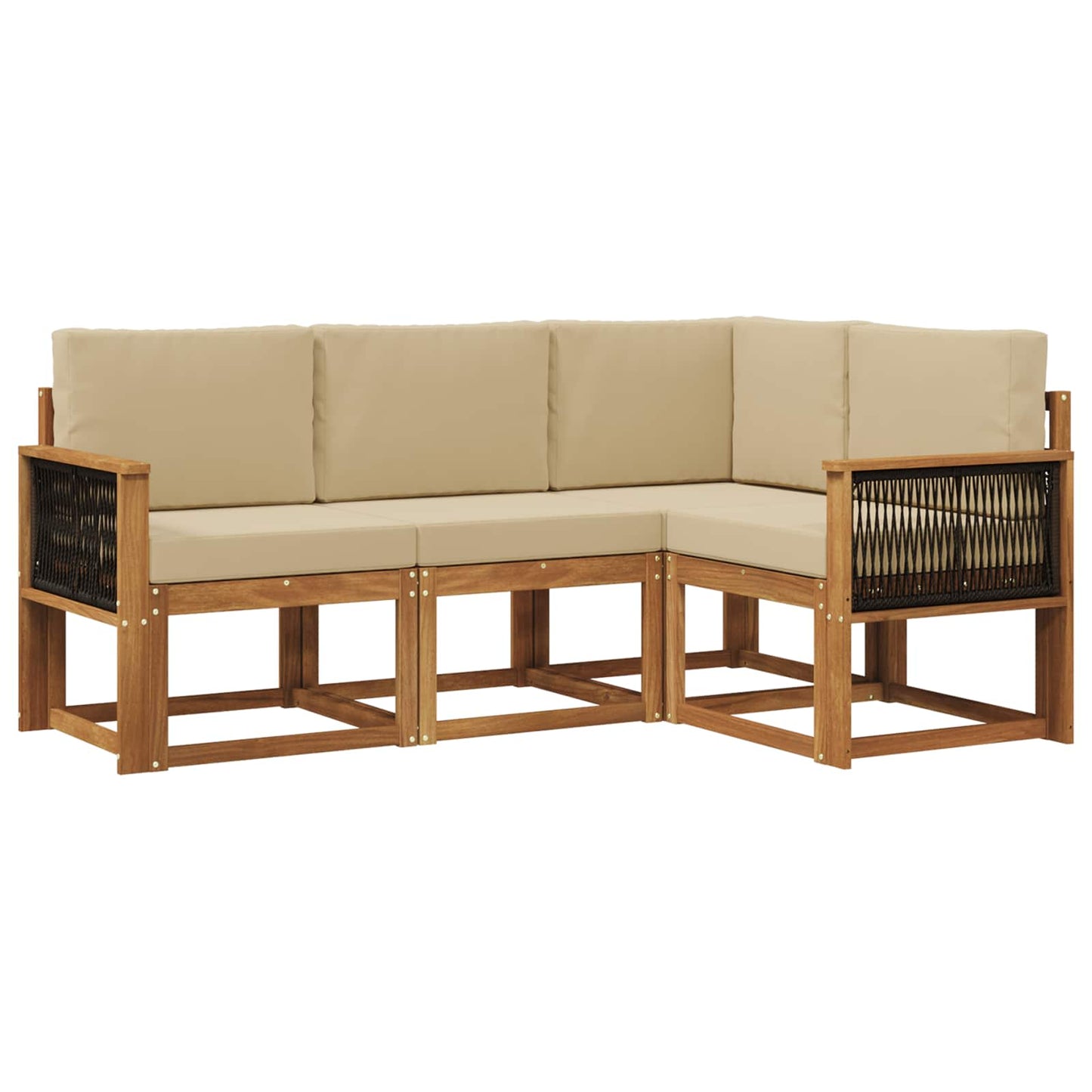 Outdoor-Sofagarnitur 4 pcs Natur und Beige Polyester