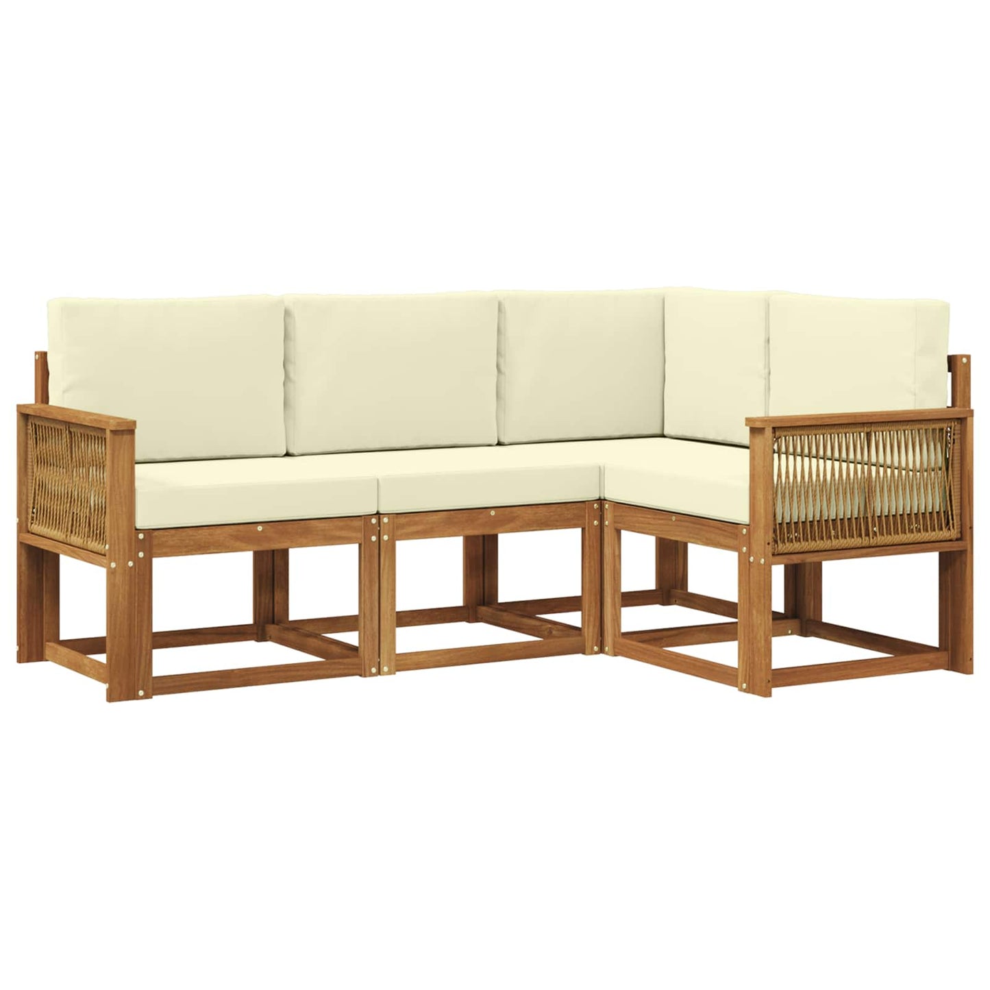 Outdoor-Sofagarnitur 4 pcs Natur und Creme Polyester