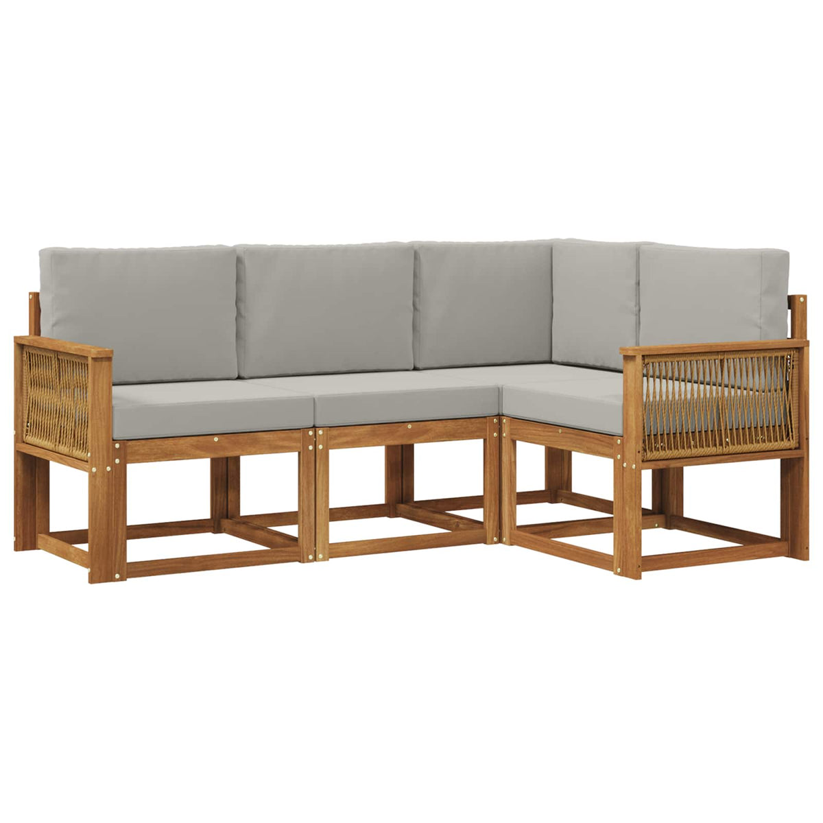 Outdoor-Sofagarnitur 4 stk. Natur und Hellgrau Polyester
