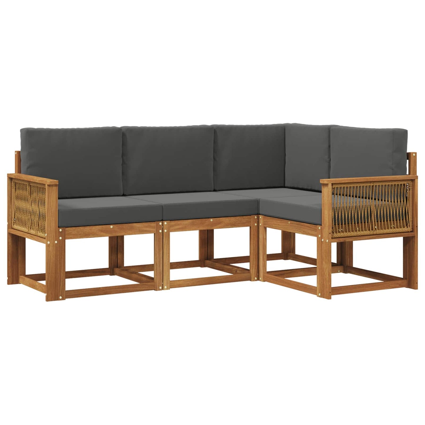 Outdoor-Sofagarnitur 4 pcs Natur und Anthrazit Polyester