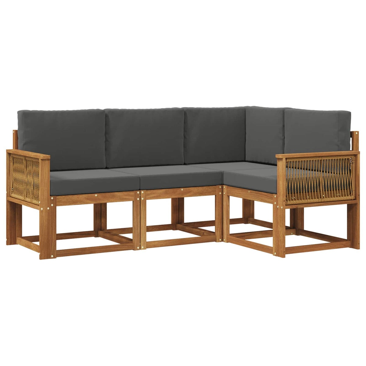 Outdoor-Sofagarnitur 4 stk. Natur und Anthrazit Polyester