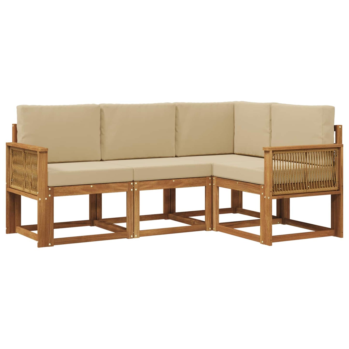 Outdoor-Sofagarnitur 4 pcs Natur und Beige Polyester