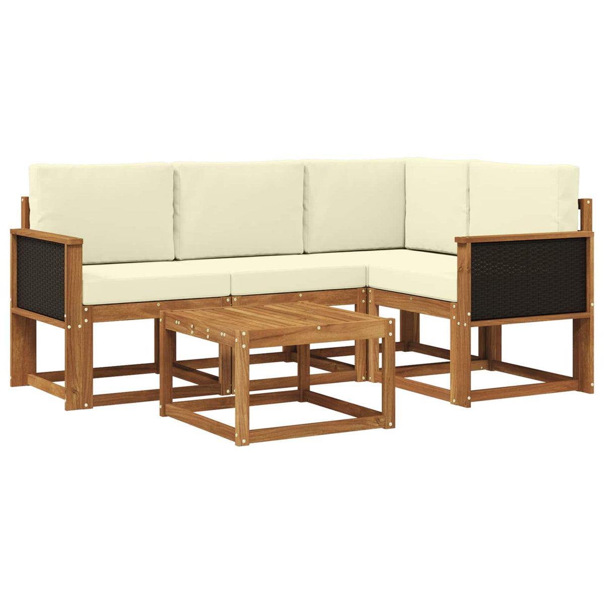 Outdoor-Sofagarnitur 5 stk. Natur und Creme Polyester