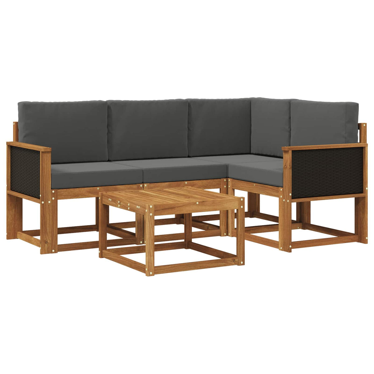Outdoor-Sofagarnitur 5 stk. Natur und Anthrazit Polyester