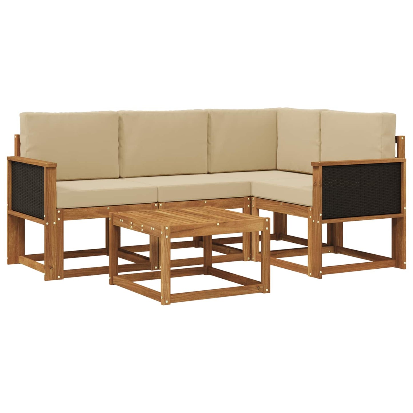 Outdoor-Sofagarnitur 5 pcs Natur und Beige Polyester